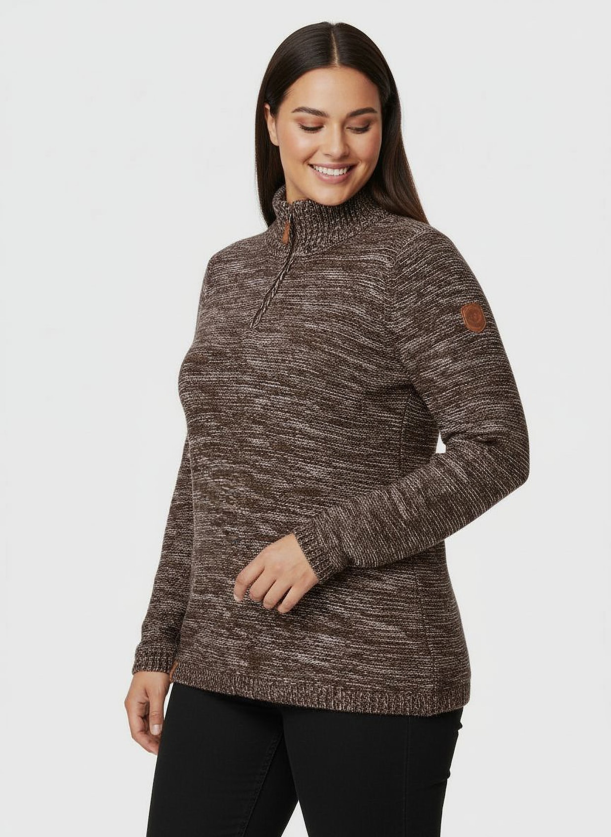 Troyer mit gerippten Abschlüssen - schoko-meliert