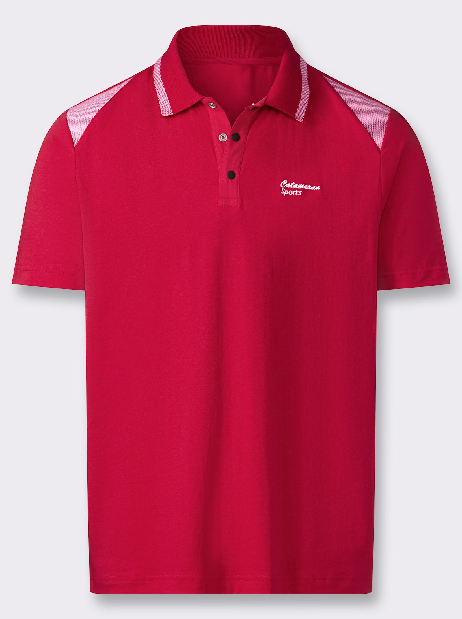 Catamaran Sports Kurzarmshirt mit Druckknopfleiste - rot
