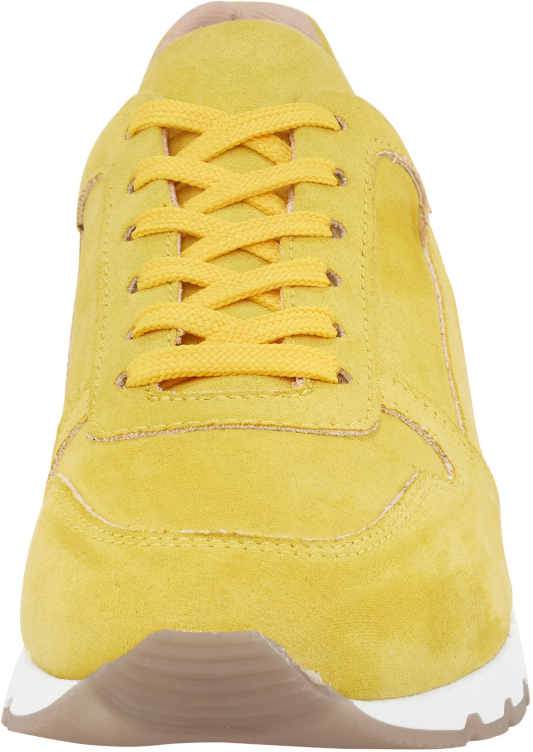 Leder Gel günstig Kaufen-Sneaker in gelb von heine. Sneaker in gelb von heine <![CDATA[Sneaker Made in Portugal. Hochwertiger Mix aus Textil und Feinsynthetik, Taupe aus Rind-Velours- und -Glattleder. Mit auffallender Kontrastsohle. Futter und Innensohle: Textil.]]>. 