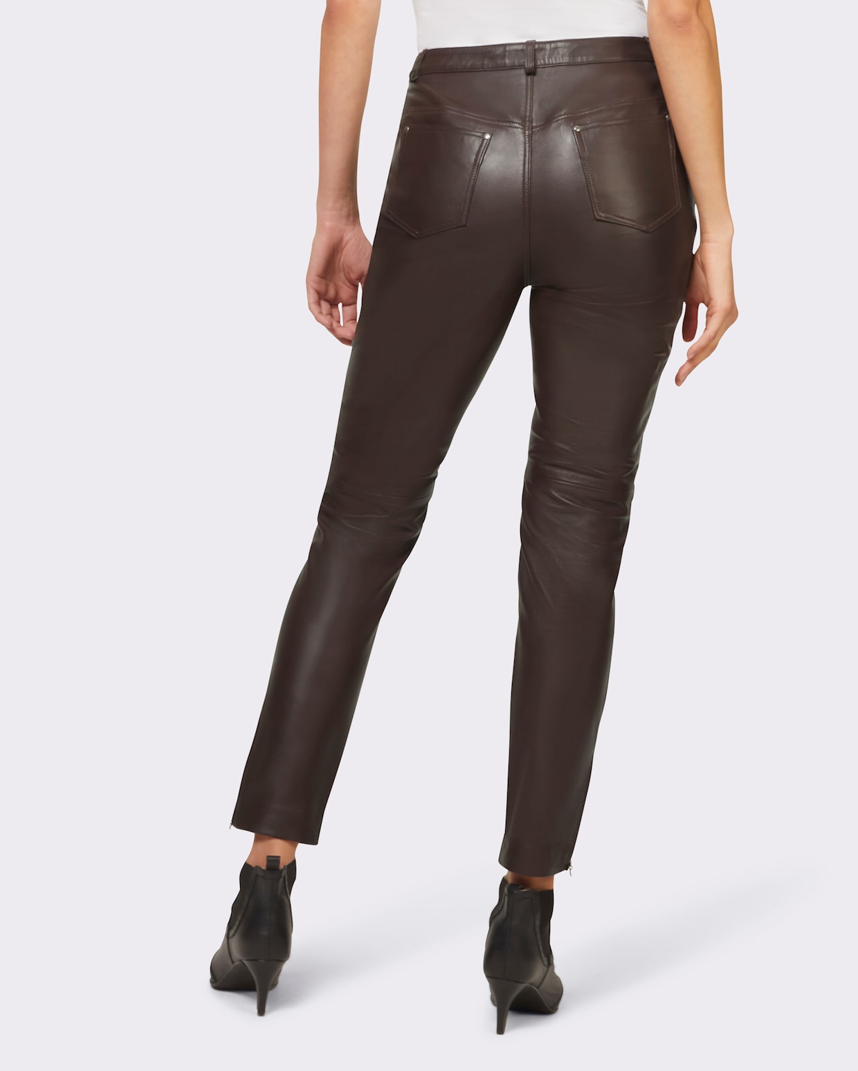 heine Pantalon en cuir - chocolat