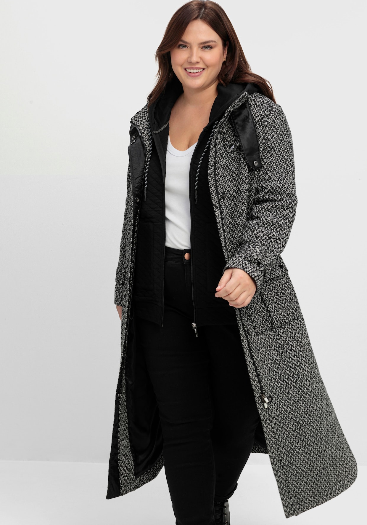 sheego Manteau - noir-blanc