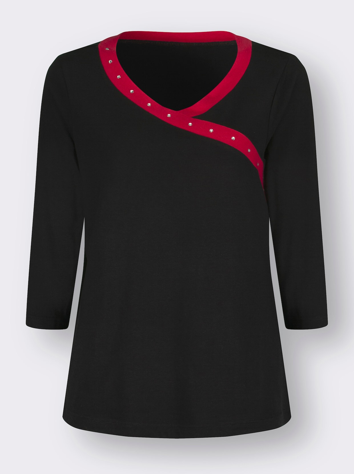 Shirt met 3/4-mouw - zwart/rood