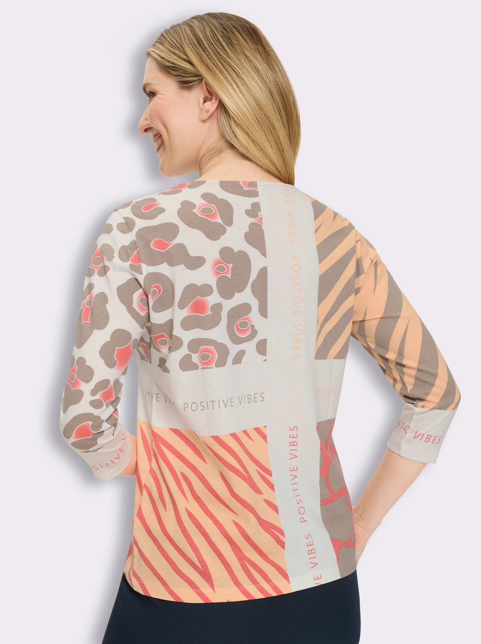 3/4-Arm-Shirt mit Patch-Print - taupe-hummer-bedruckt