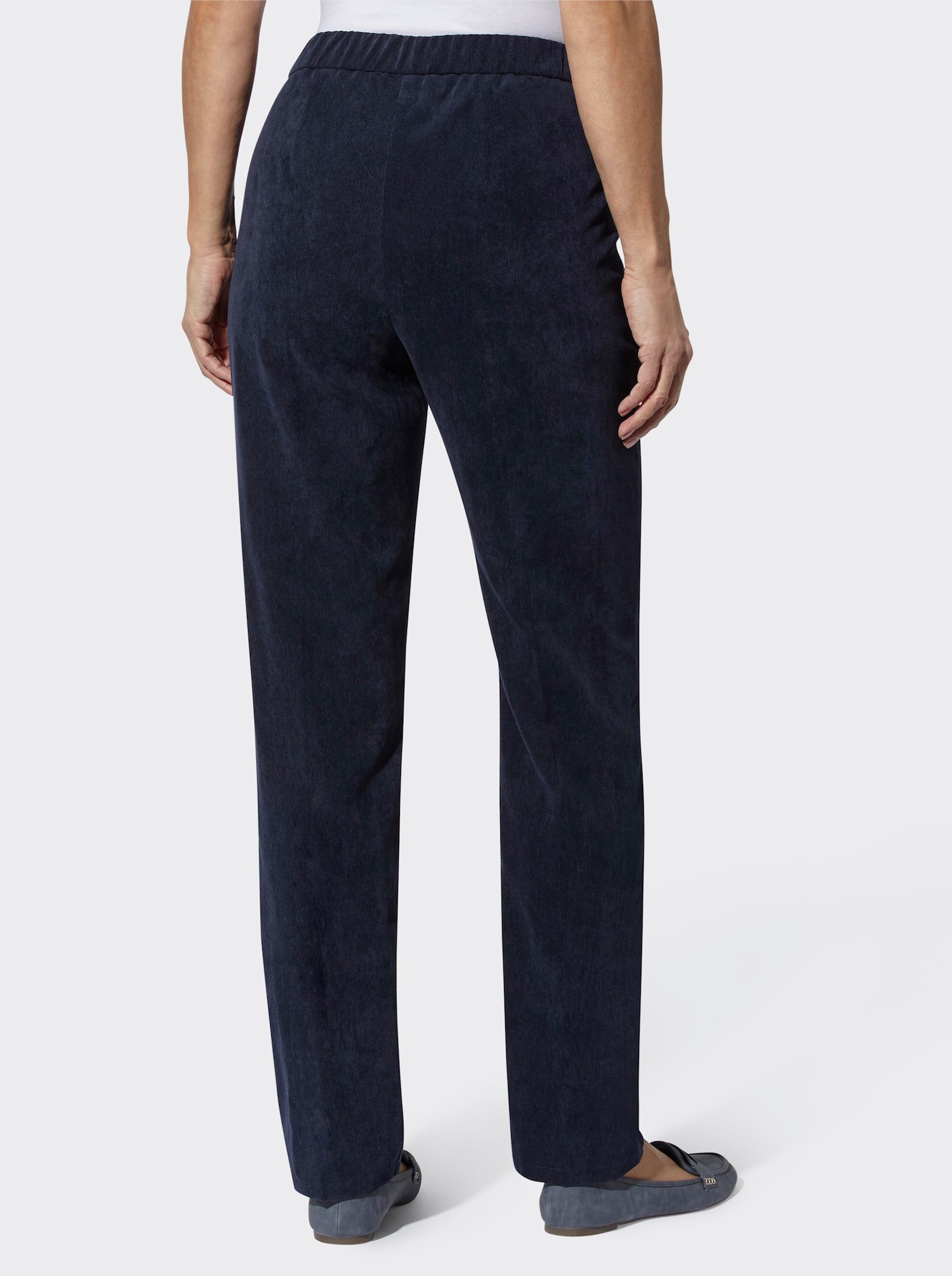 Ribcordbroek met persplooien - marine