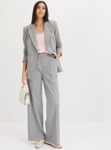 Marlene-Hose mit Nadelstreifen - steingrau-weiß-gestreift