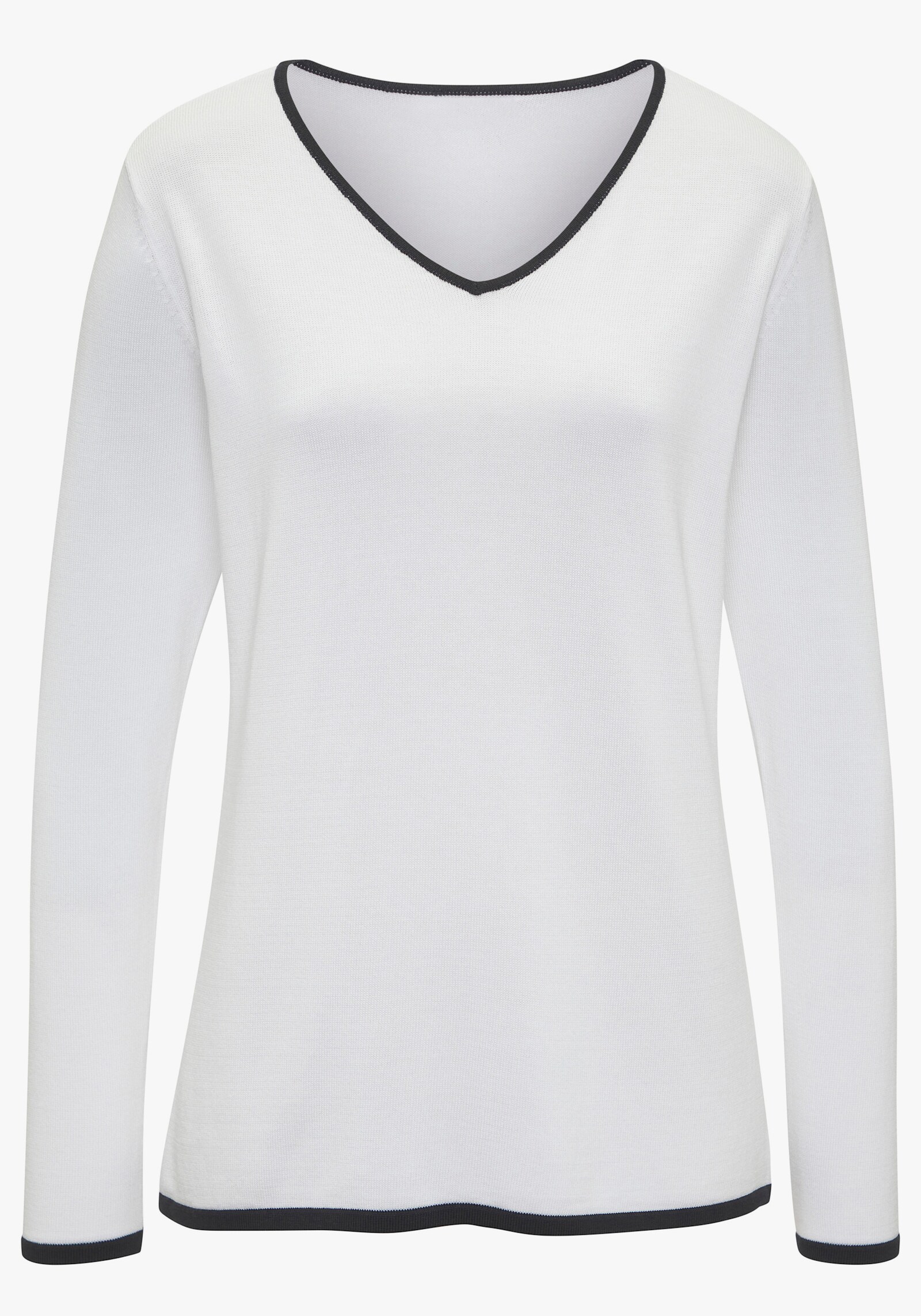 Vivance V-Ausschnitt-Pullover - weiß-schwarz