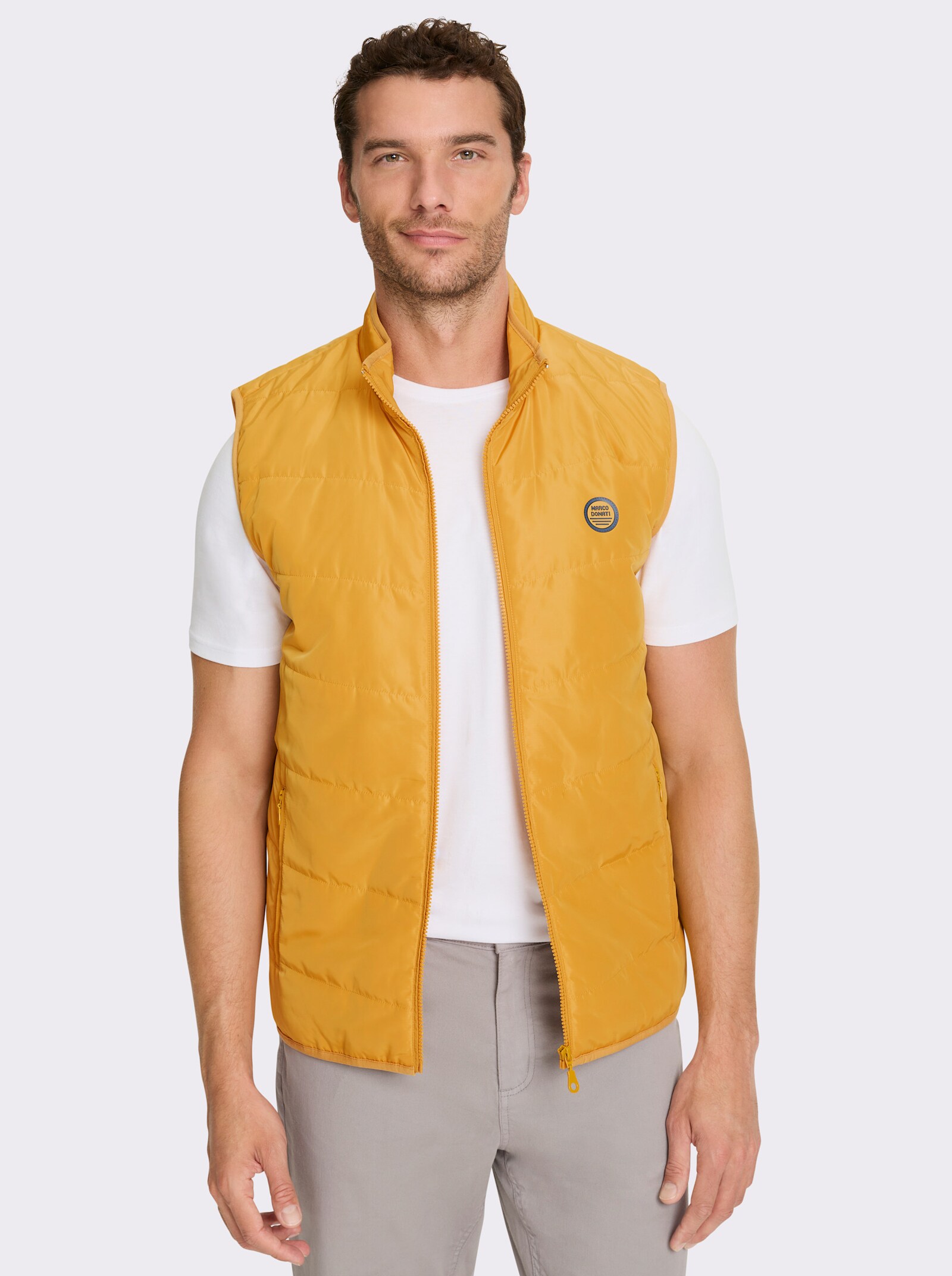 Marco Donati Bodywarmer met elastische paspel aan de zoom - oker