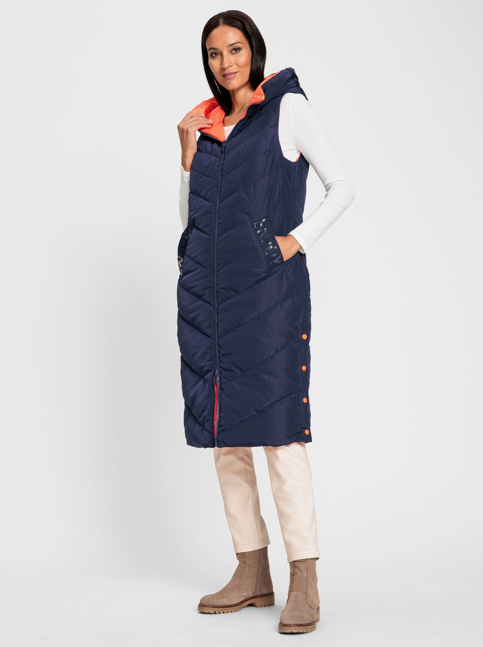 heine Gilet réversible avec fentes latérales - marine-orange