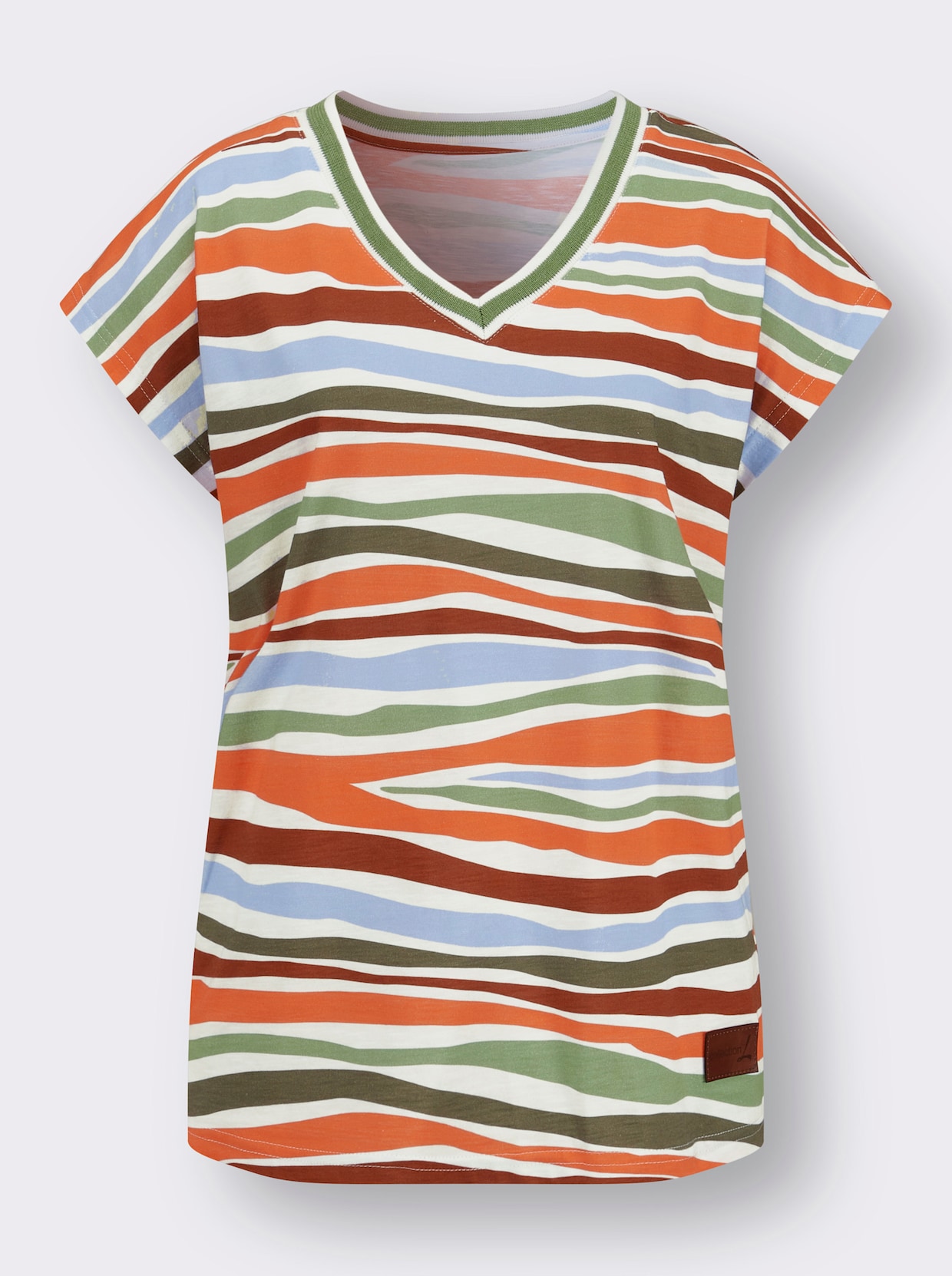 V-Shirt - eucalyptus-orange-bedruckt
