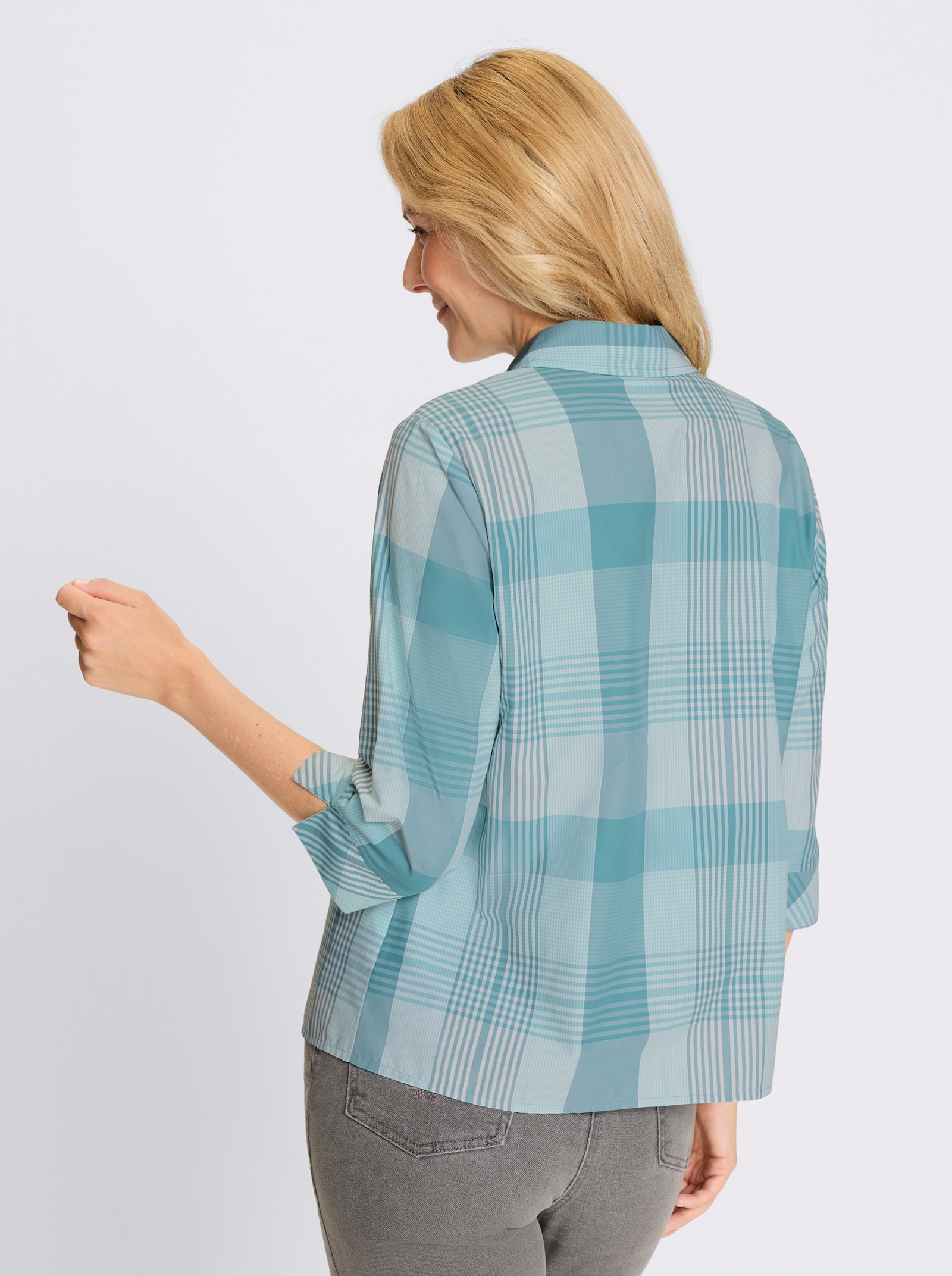 Karobluse - ozean-weiß-kariert