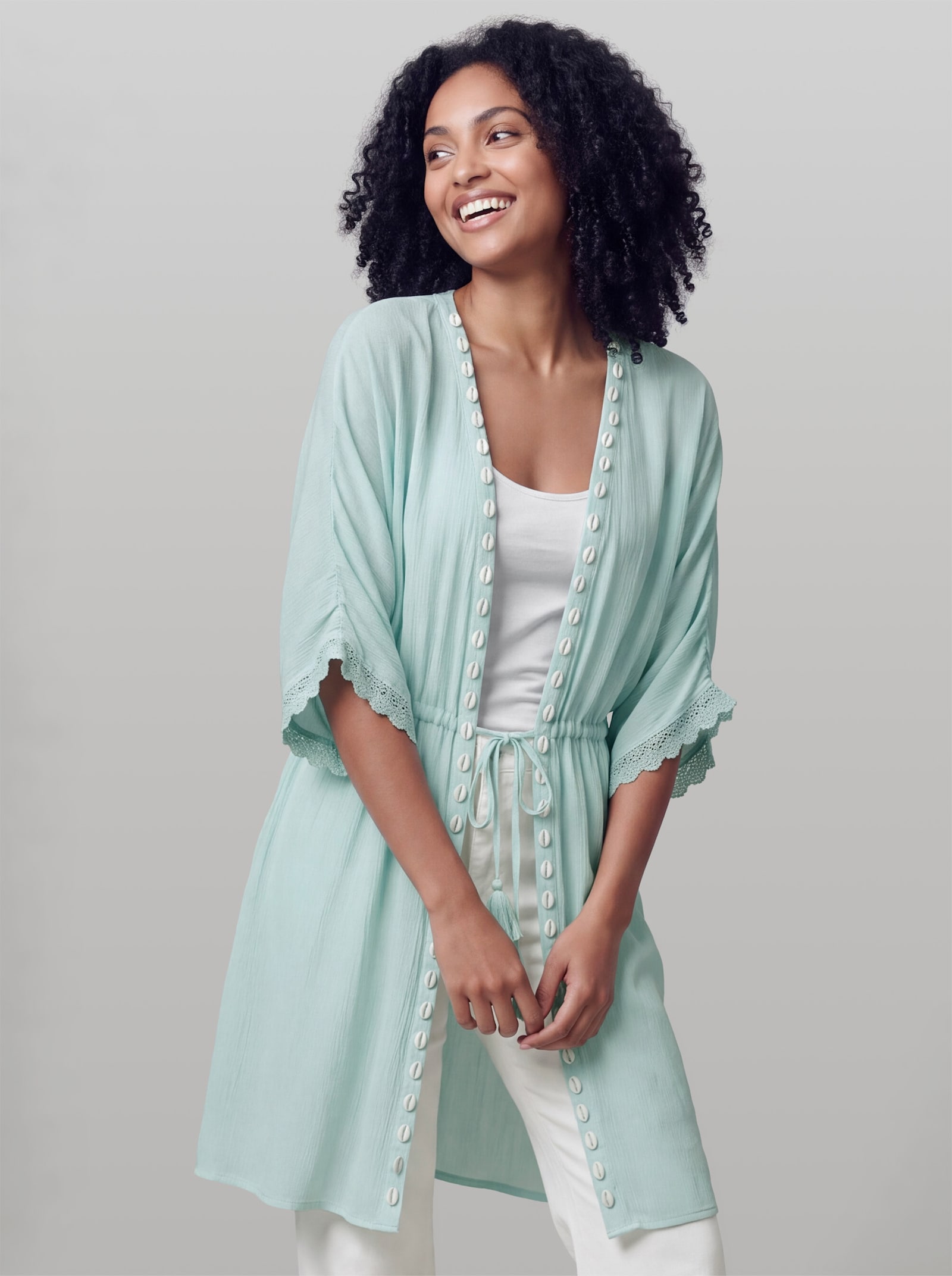 heine Tunika mit Muschel-Besatz - mint