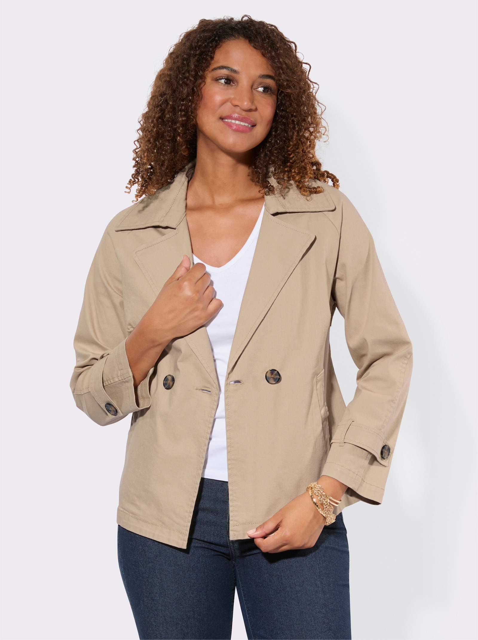 Jacke mit Reverskragen - beige