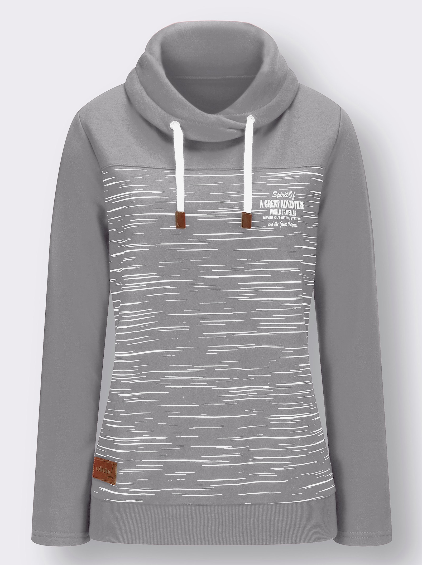 Sweatshirt aus innen angerautem Baumwoll-Mix - steingrau-bedruckt