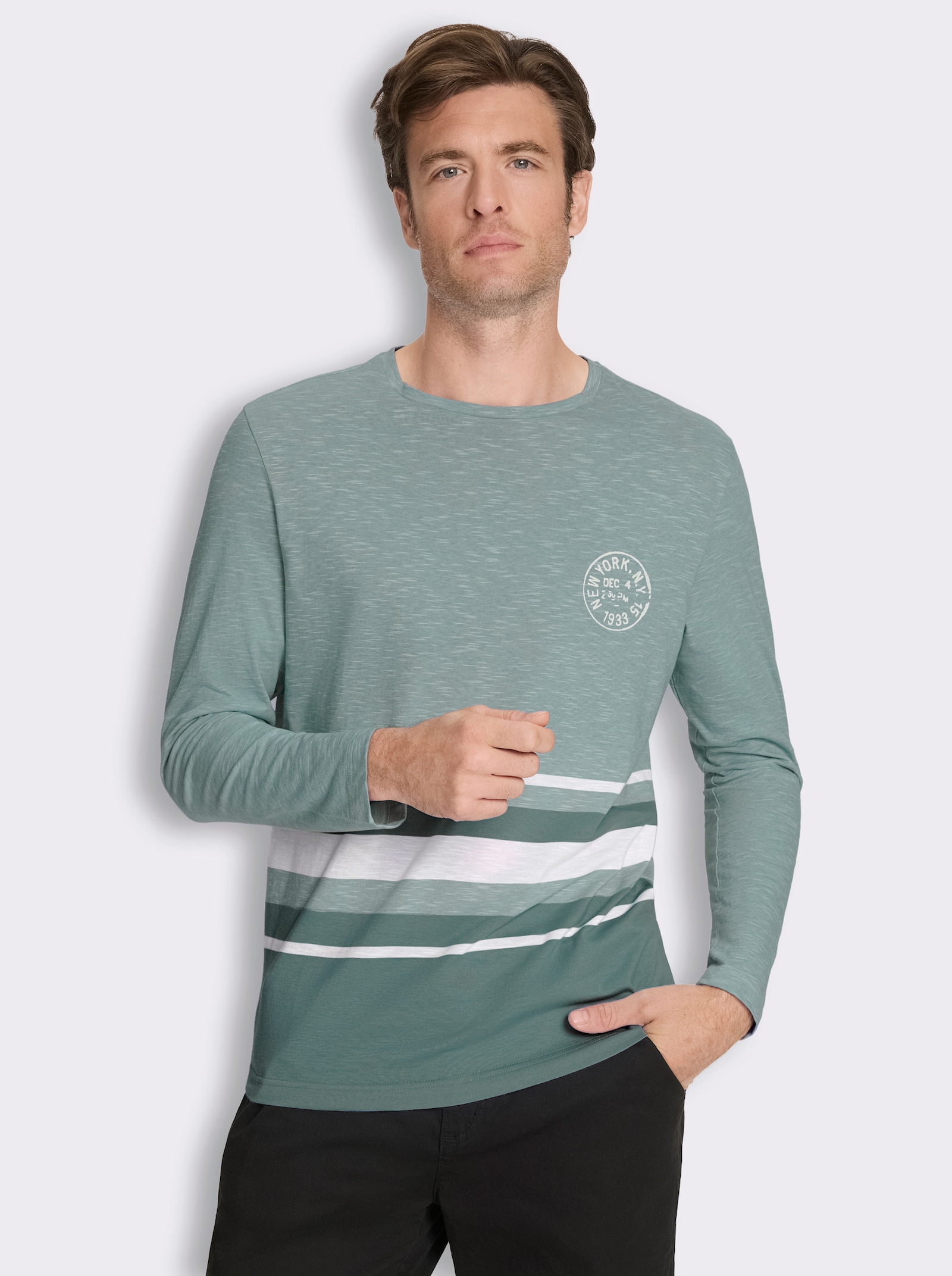 Langarmshirt in leicht strukturierter Jersey-Qualität - jade
