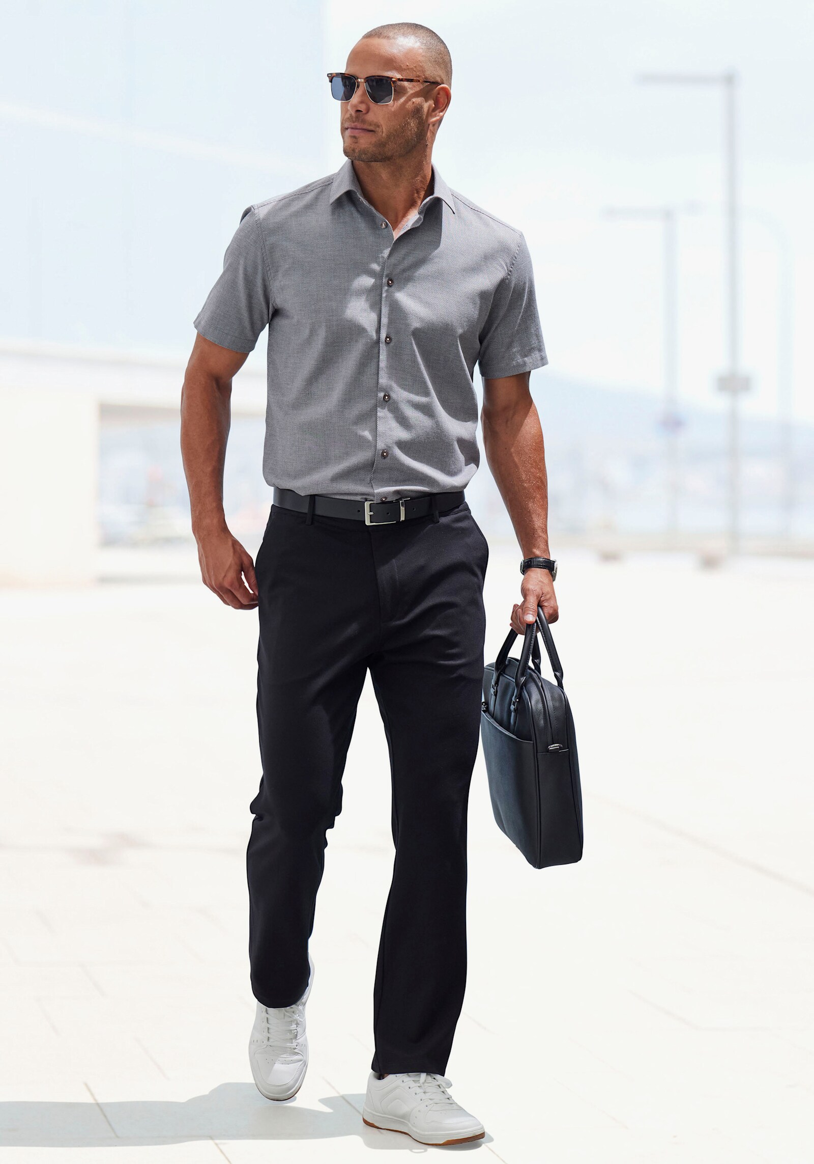 H.I.S Kurzarmhemd - grau