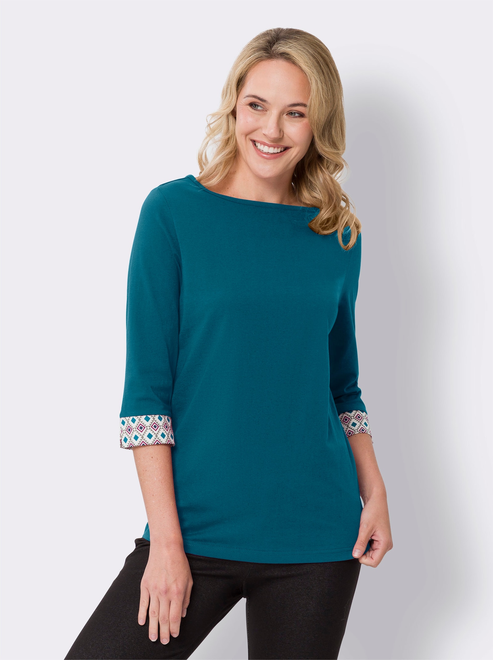 Topp med trekvartsärm och båtringning - akvapetrol