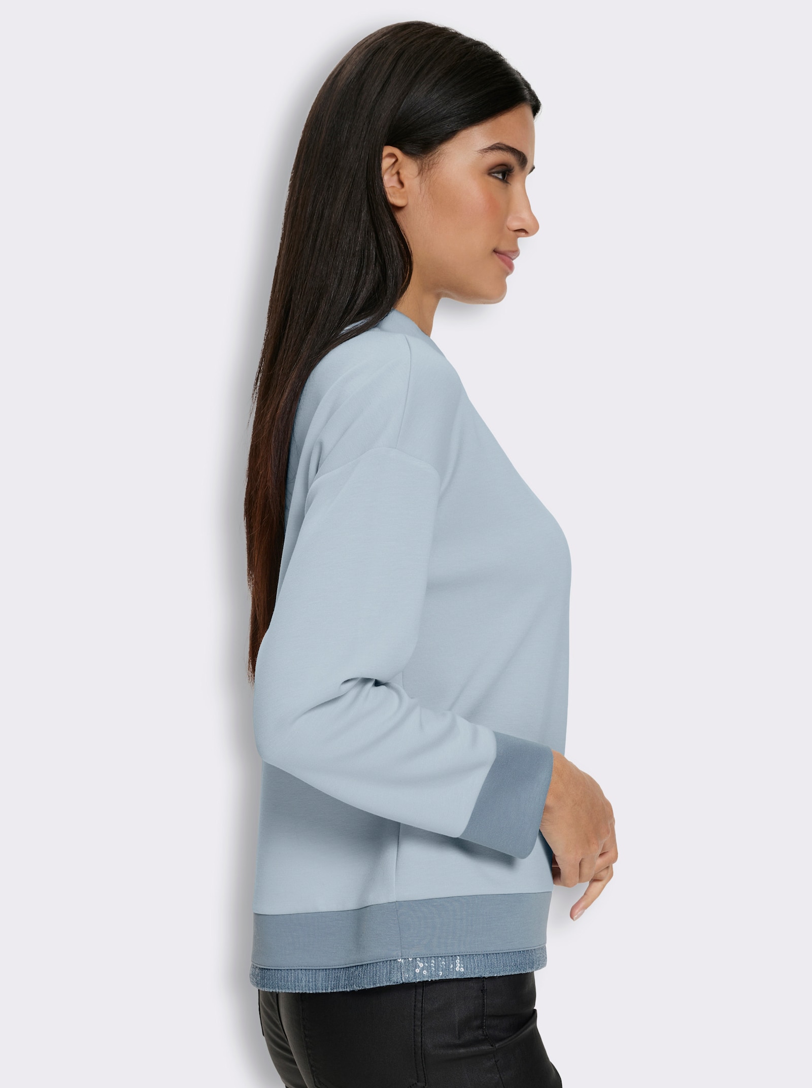 heine Sweatshirt mit Pailletten - hellblau-bleu