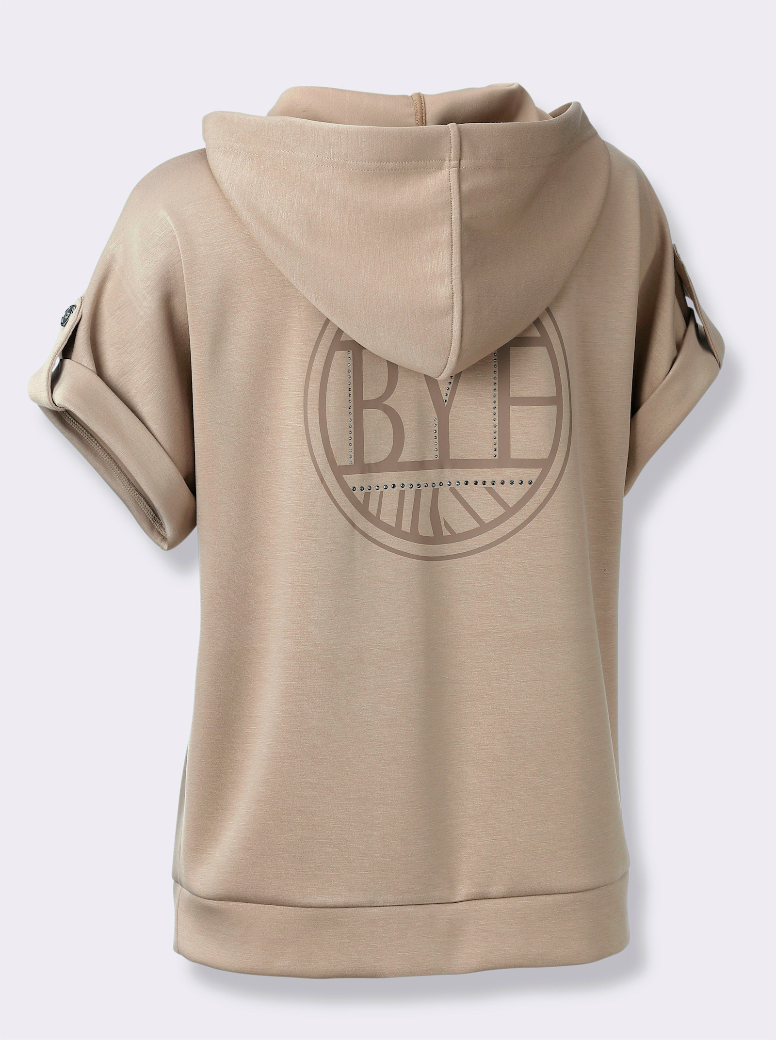 Shirtjacke mit platziertem 3D-Druck hinten - sesam