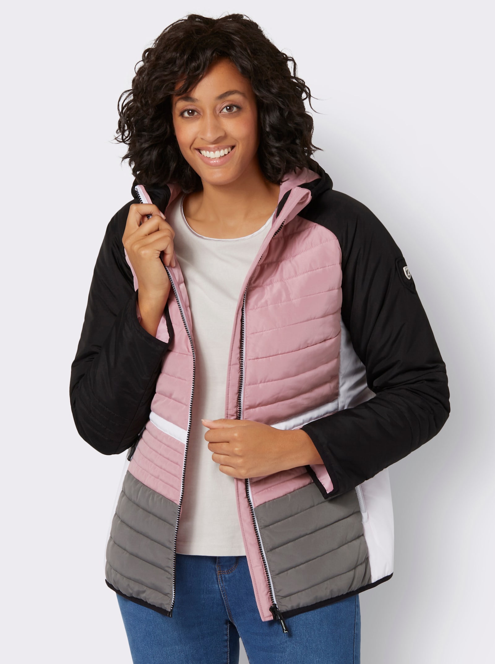 Steppjacke mit elastischen Abschlüssen - schwarz-hortensie