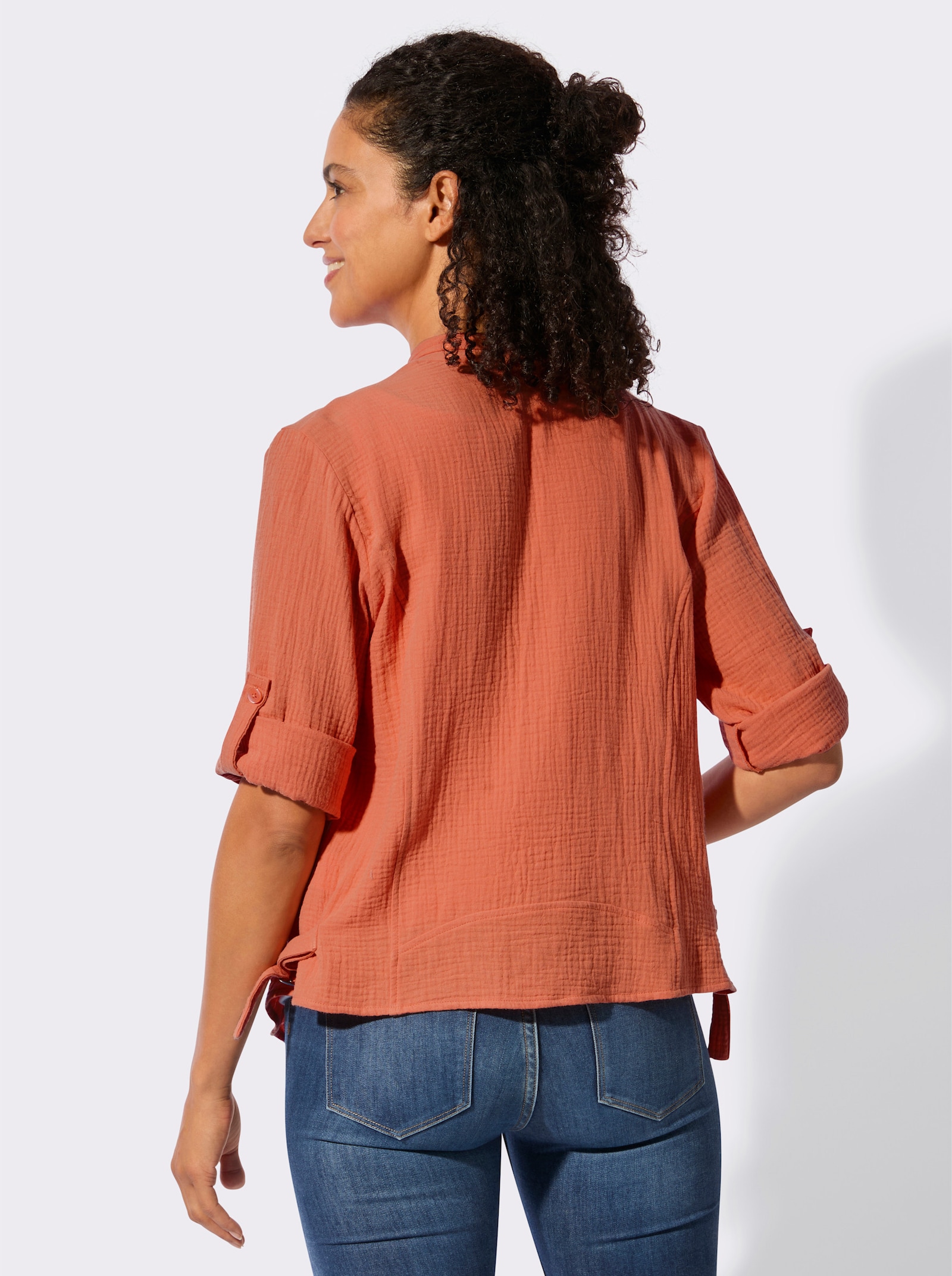 Blusenbolero mit Krempelärmeln - papaya