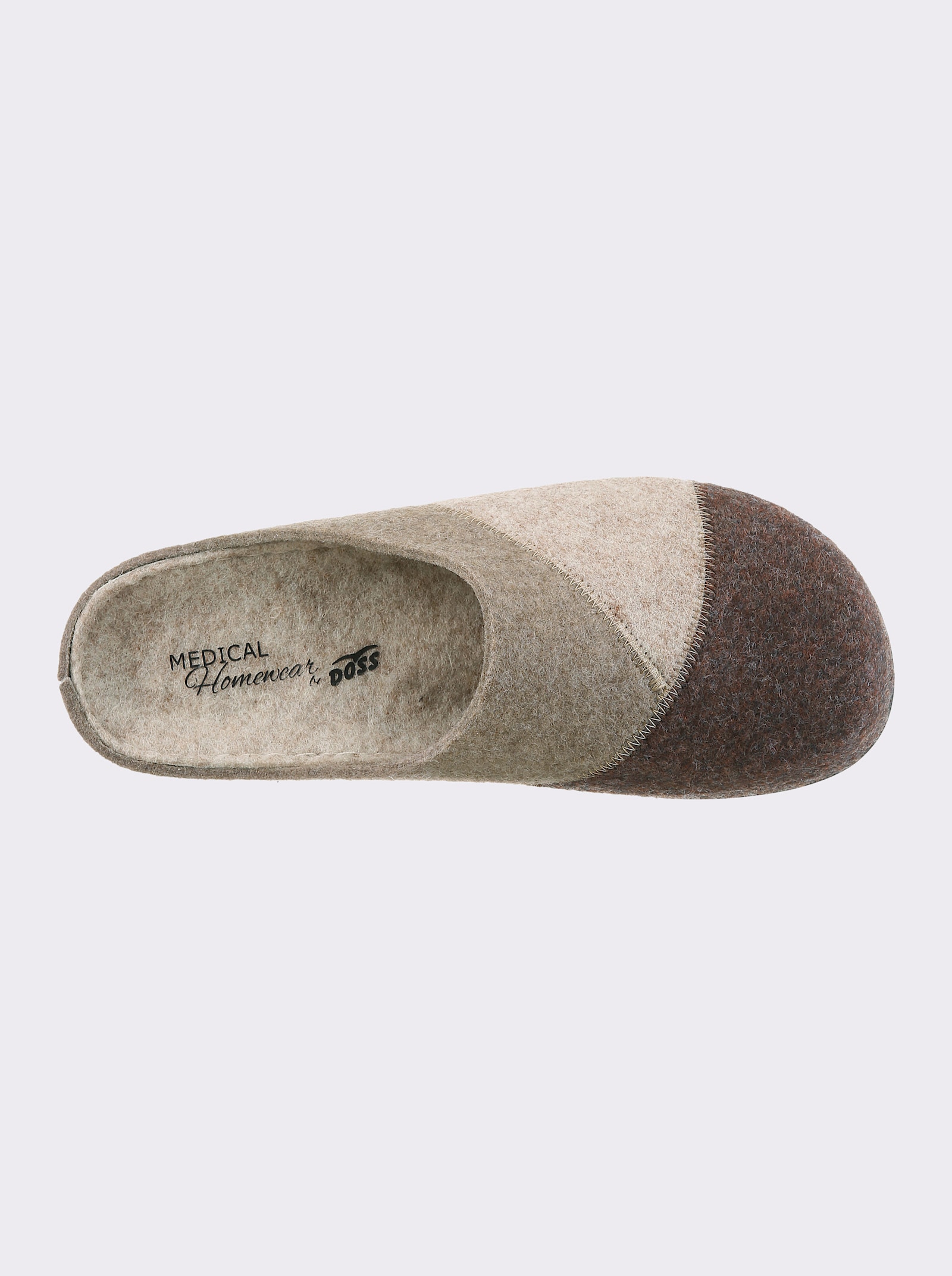 Pantoffel aus Filz, innen mit Wollsohle - beige-gemustert
