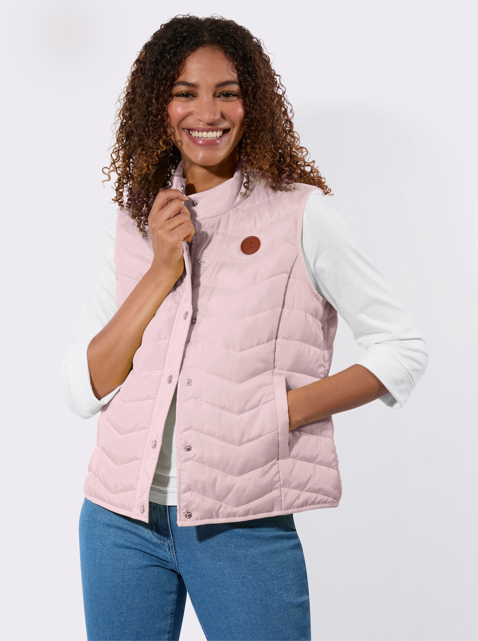 Steppweste im Zickzack-Muster - hellrosé