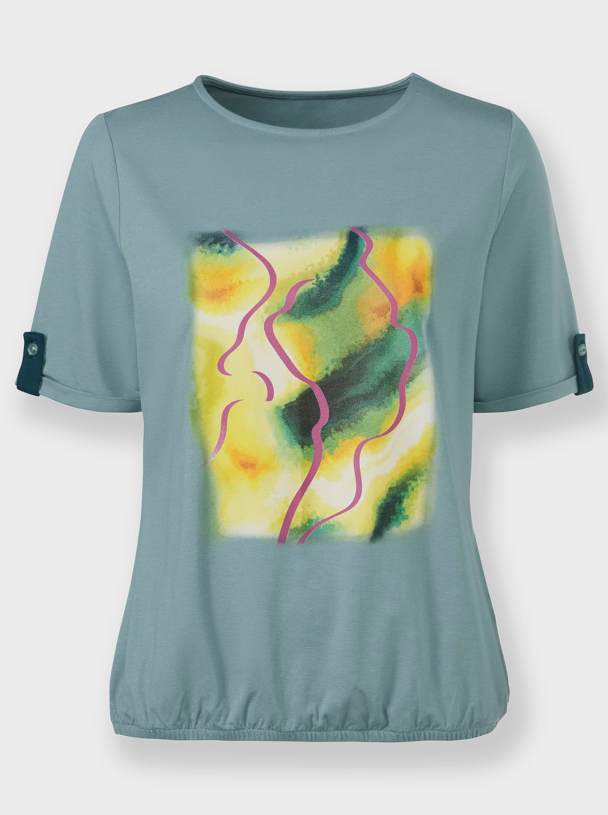 Shirt - jade-gelb-bedruckt