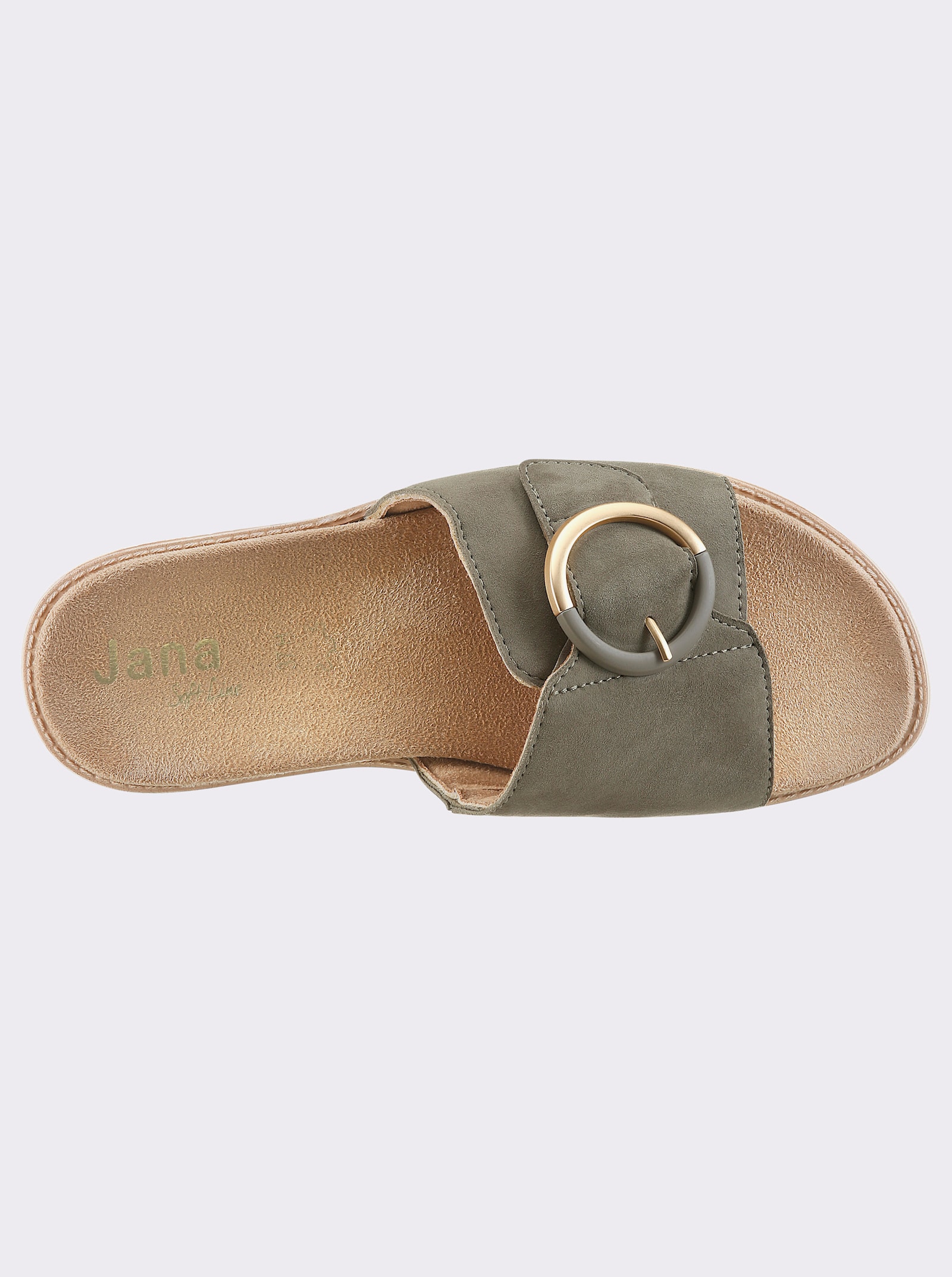 Jana Pantolette mit Veloursleder - eucalyptus