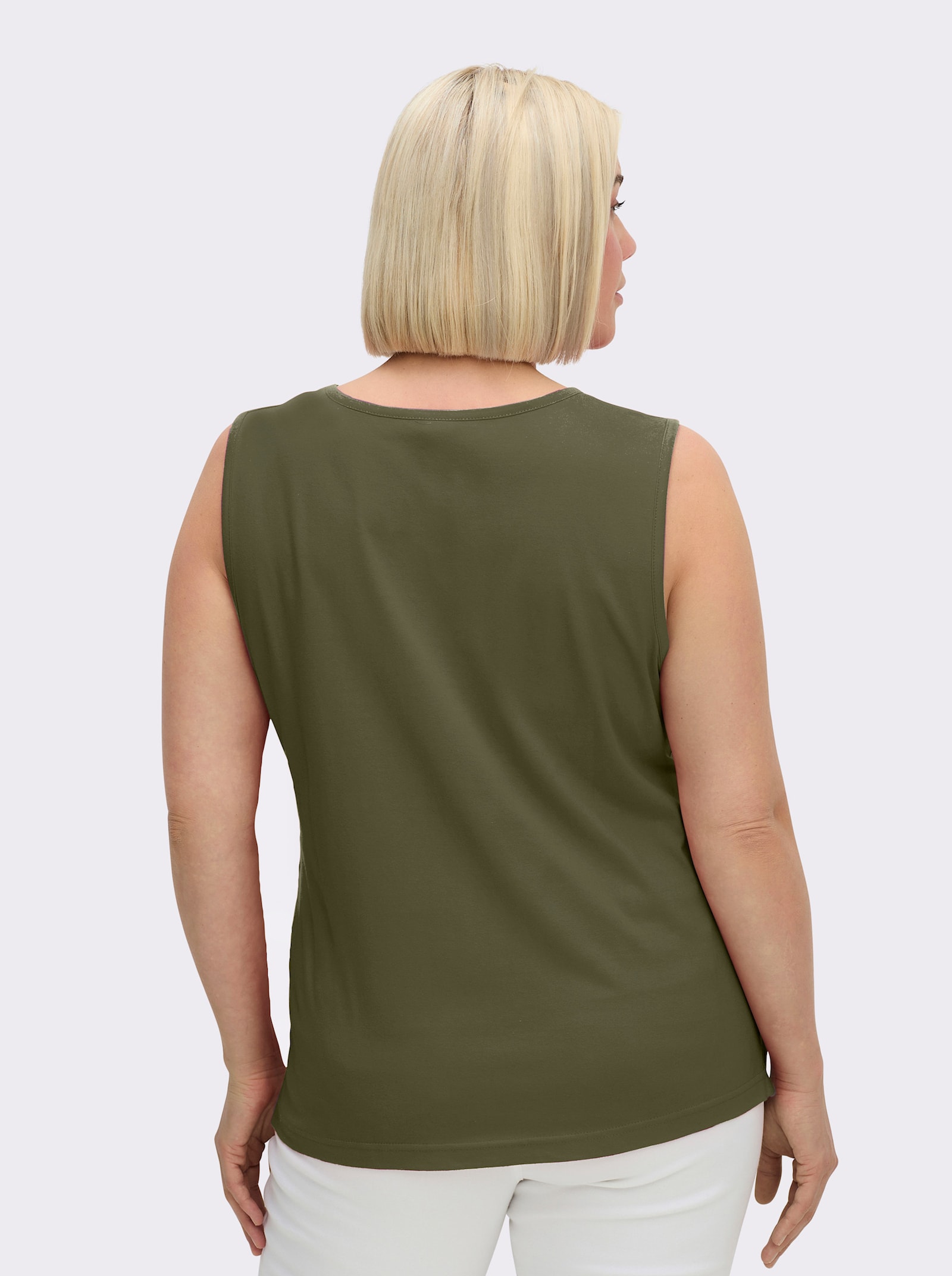 Shirttop mit Seitenschlitzen - oliv