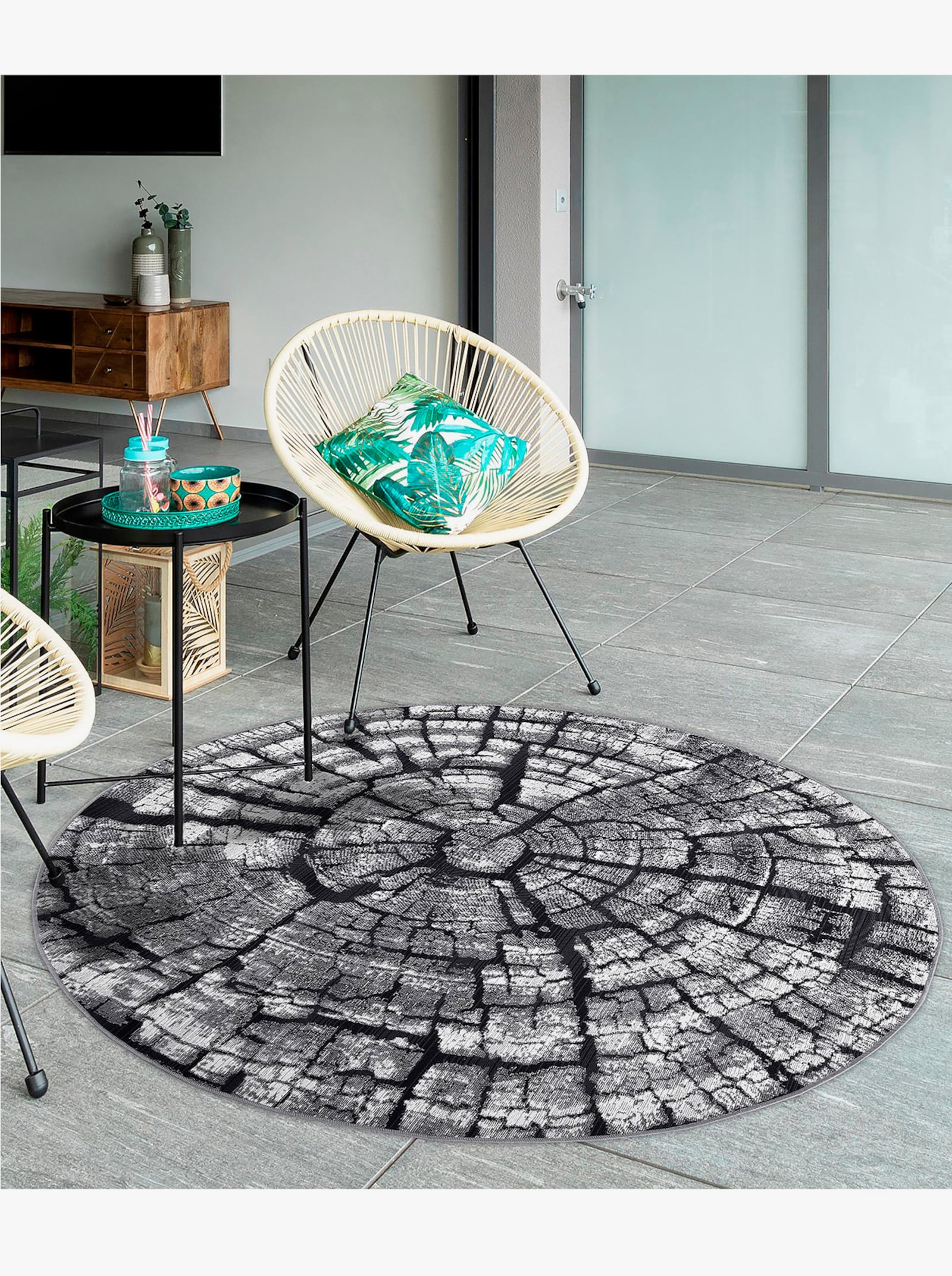 Theko Teppich - grau-gemustert