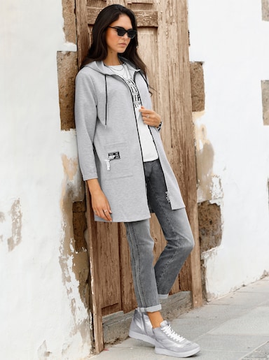 heine Shirtjacke mit Patches - grau-meliert