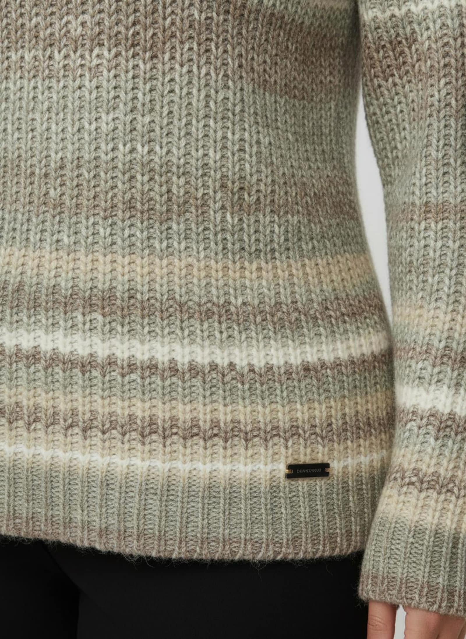 Langarm-Pullover im Grobstrick - taupe-jade-geringelt