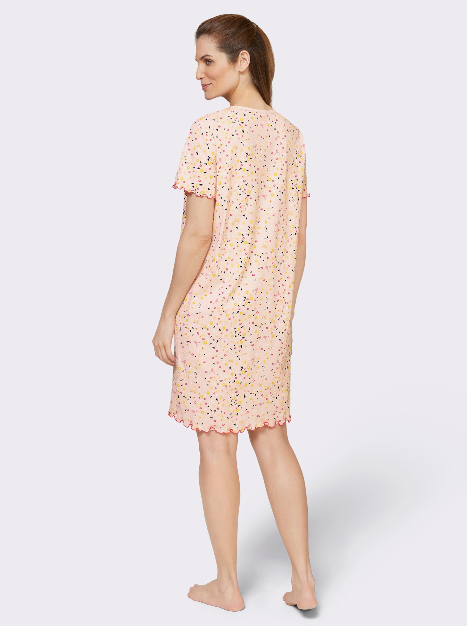 wäschepur T-shirt de nuit avec motif floral - vieux rose + rose clair imprimé