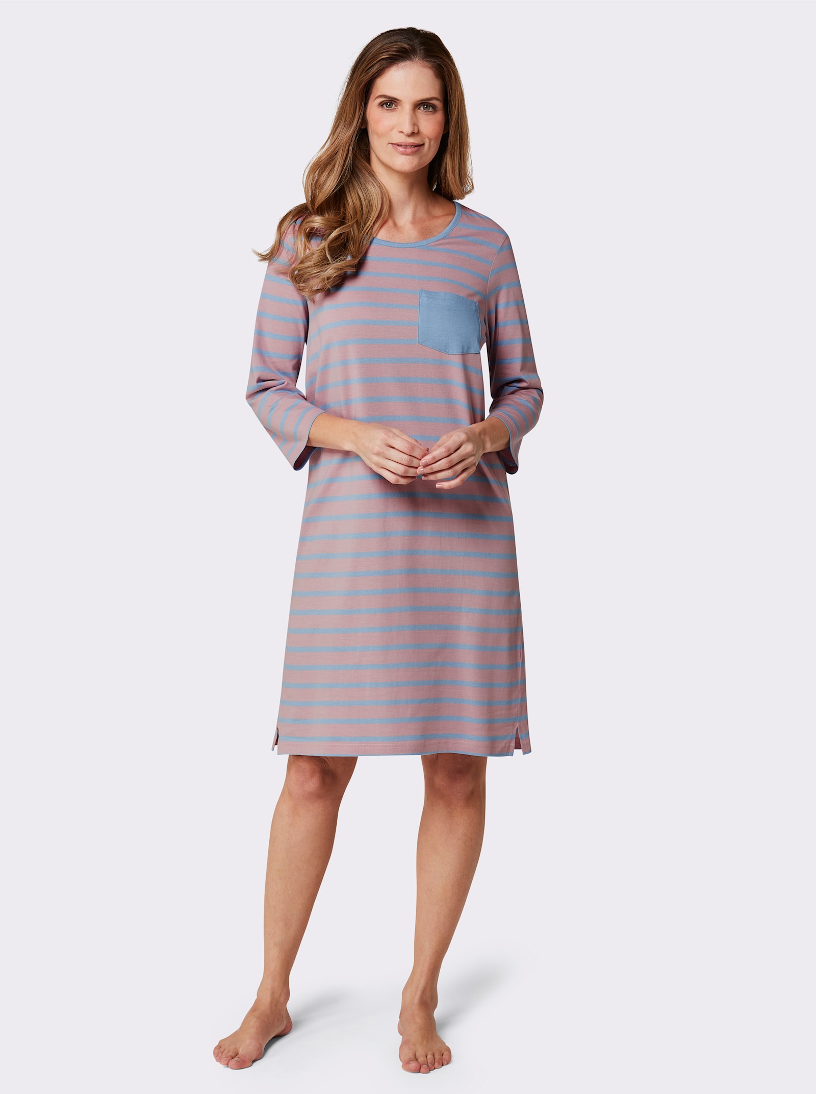 wäschepur Sleepshirts im Baumwoll-Mix - bleu + hortensia-bleu-geringelt