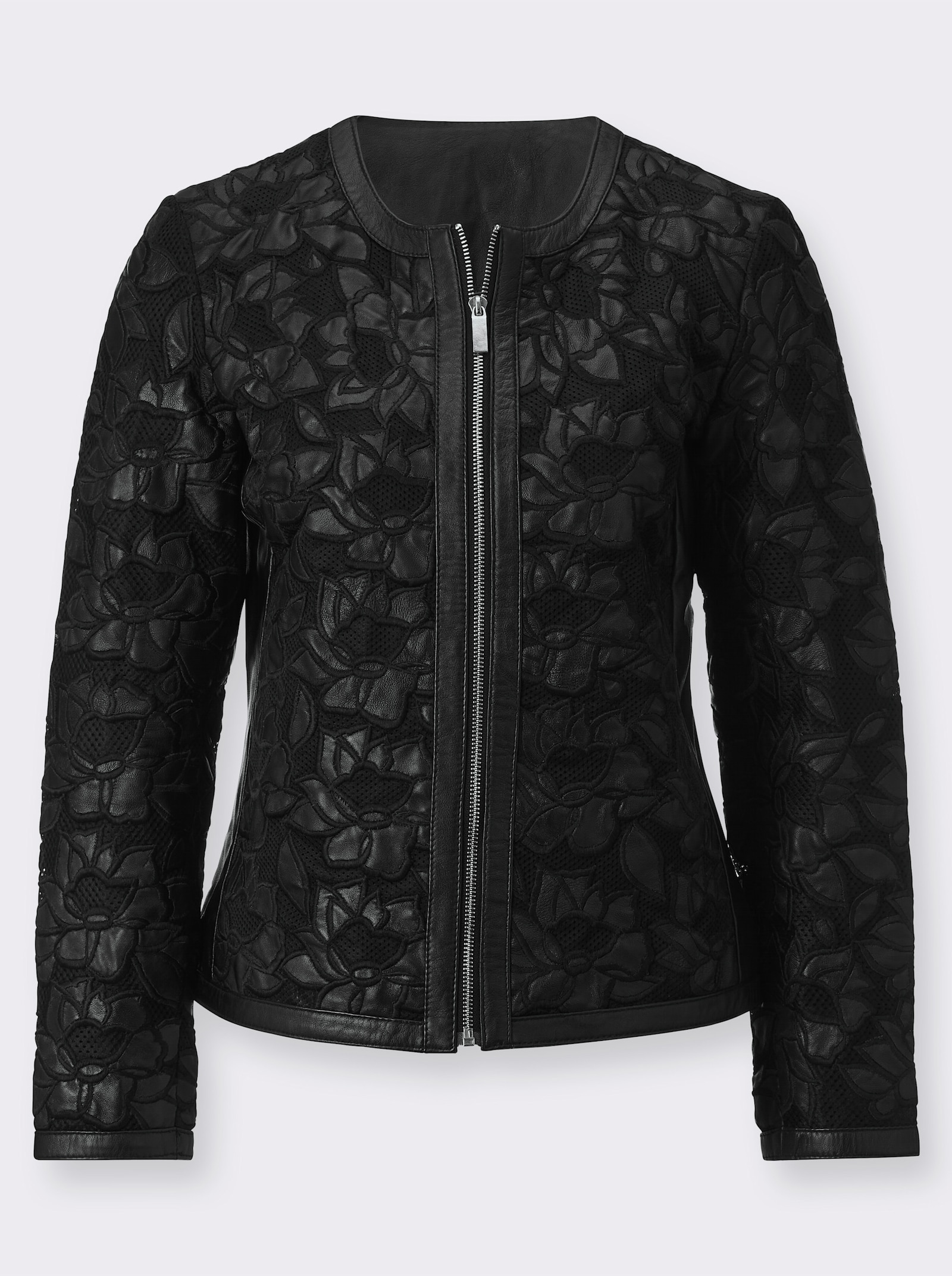 Mainpol Blazer en cuir avec motif floral appliqué - noir