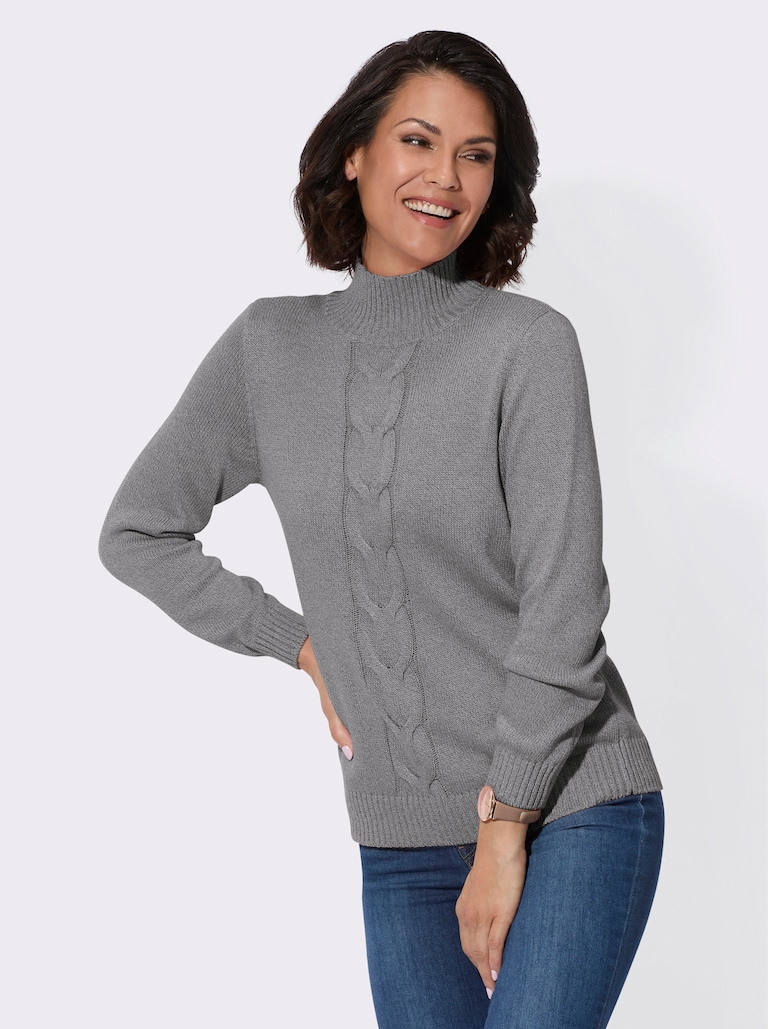 Gebreide pullover met overlappende opstaande kraag in rood | Witt Gebreide pullover met overlappende opstaande kraag in rood | Witt
