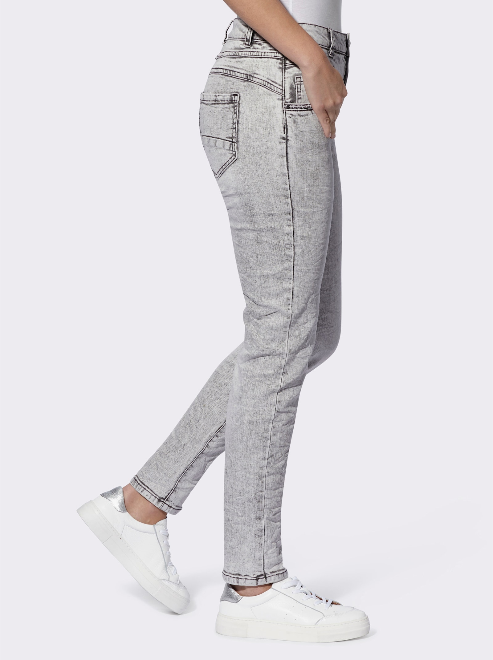 heine Röhrenjeans mit Crinkle-Effekt - light grey-denim