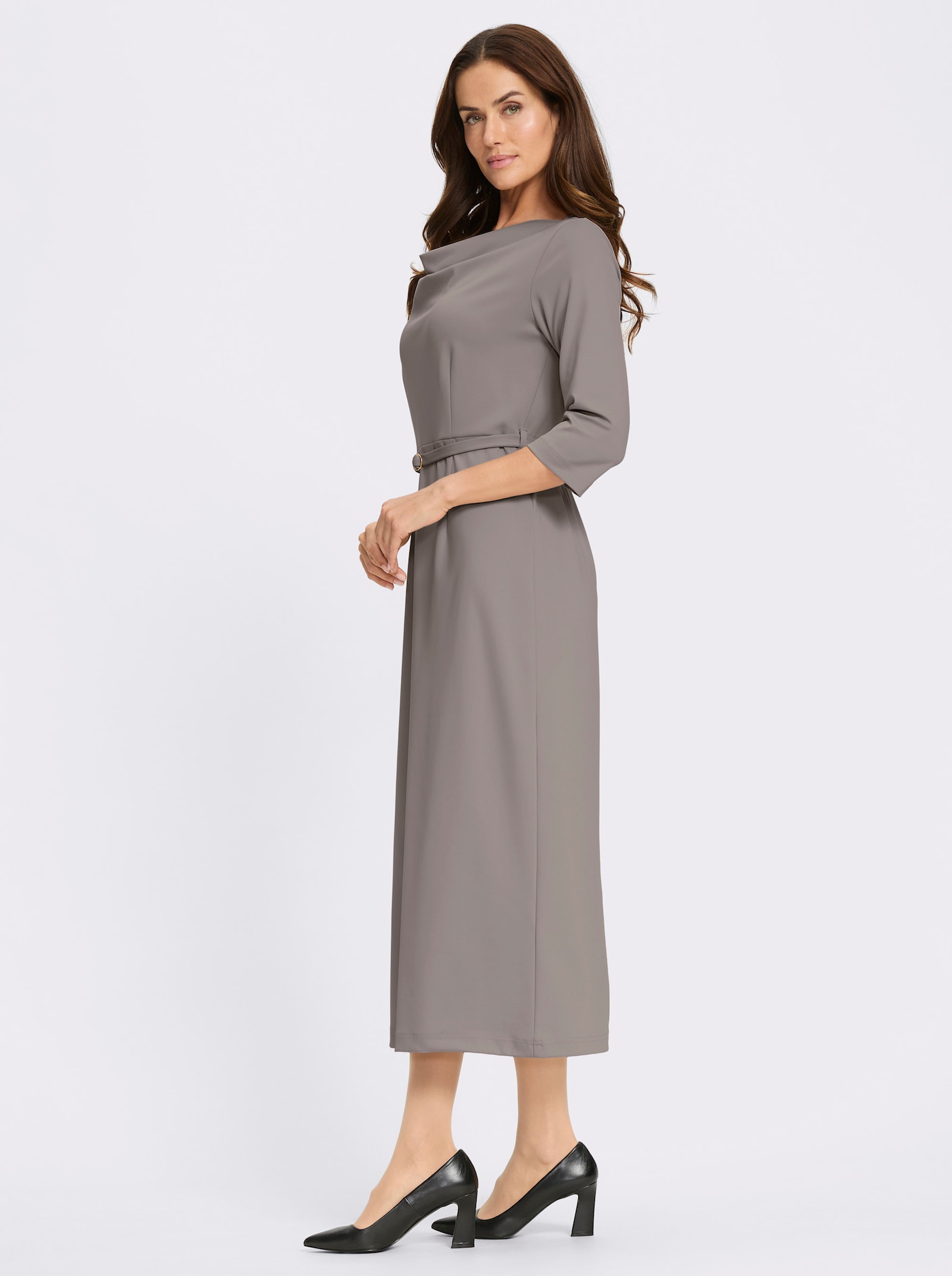 heine Jerseykleid mit Gehschlitz hinten - taupe