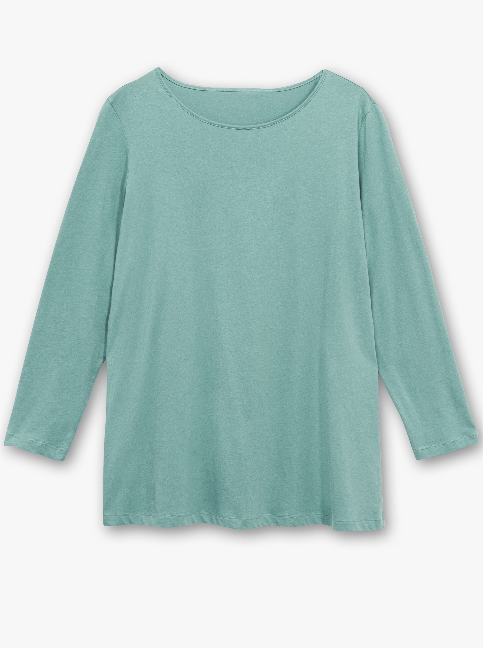 Langarmshirt mit hohen Seitenschlitzen - jade