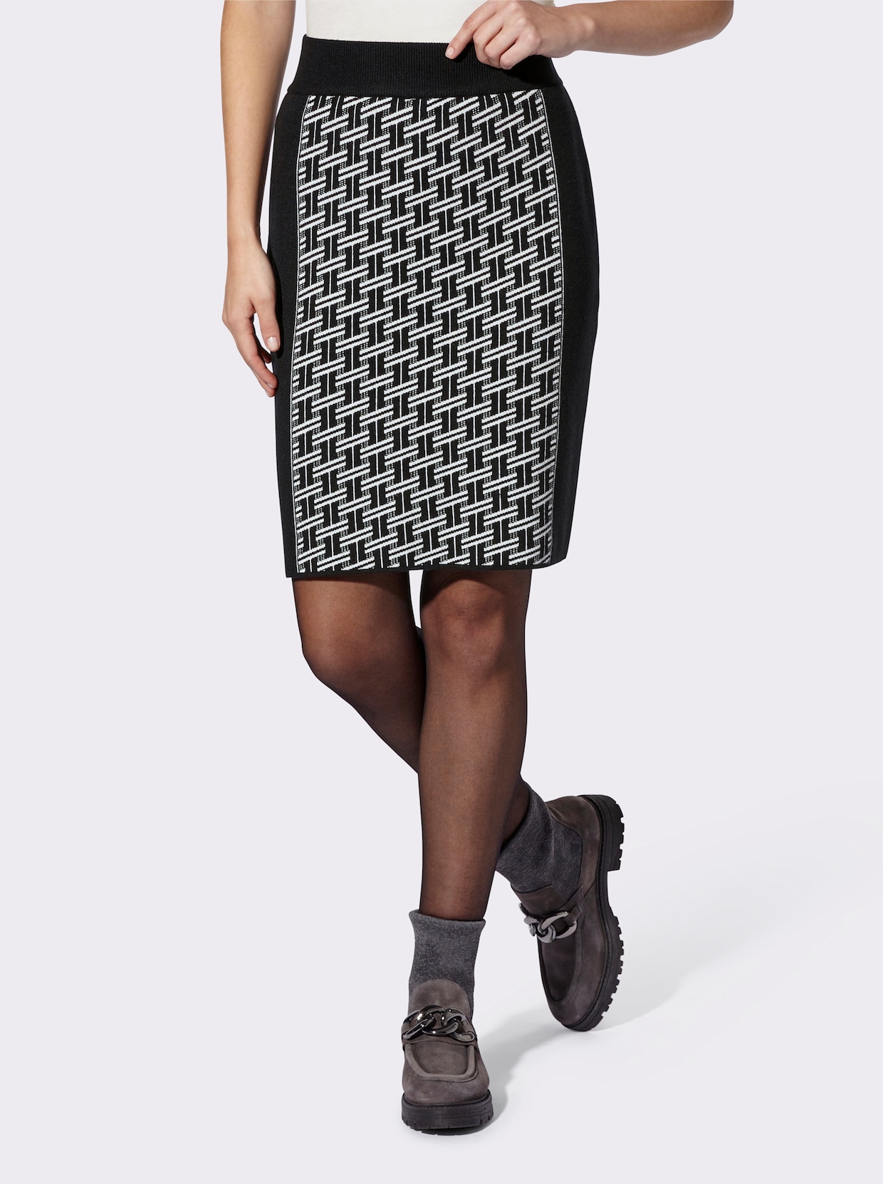 heine Tricot rok - zwart/ecru gedessineerd