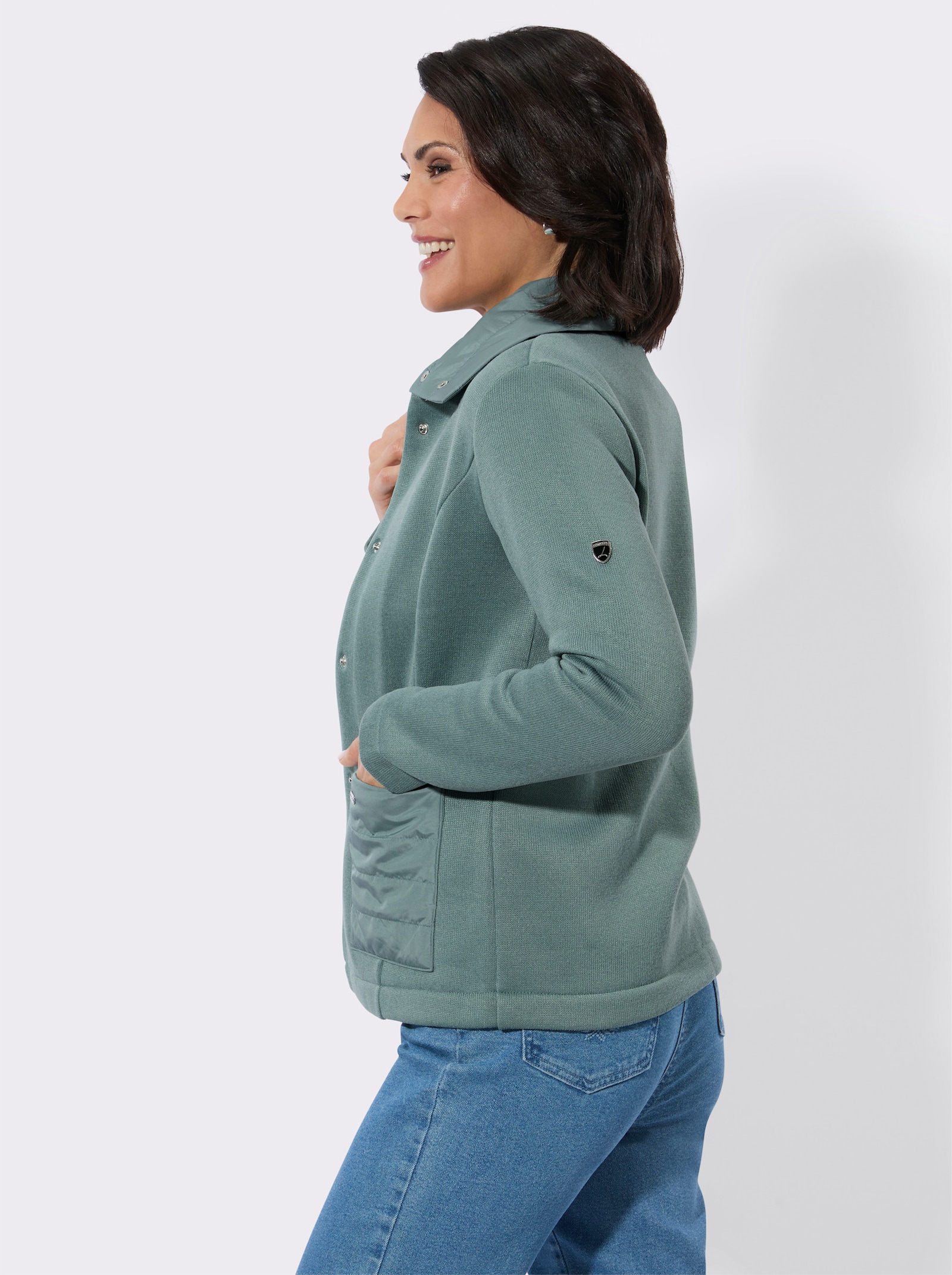 Fleecejacke mit Druckknöpfen - jade