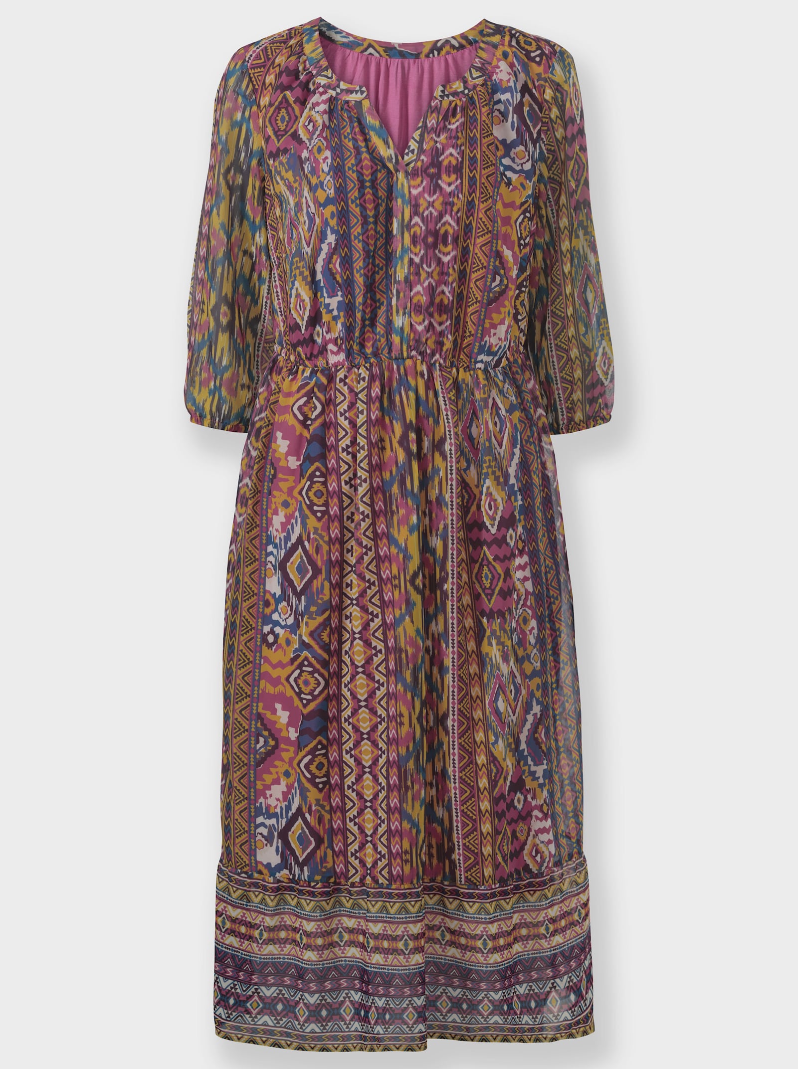 Jurk met print en etnopatroon - heide geprint