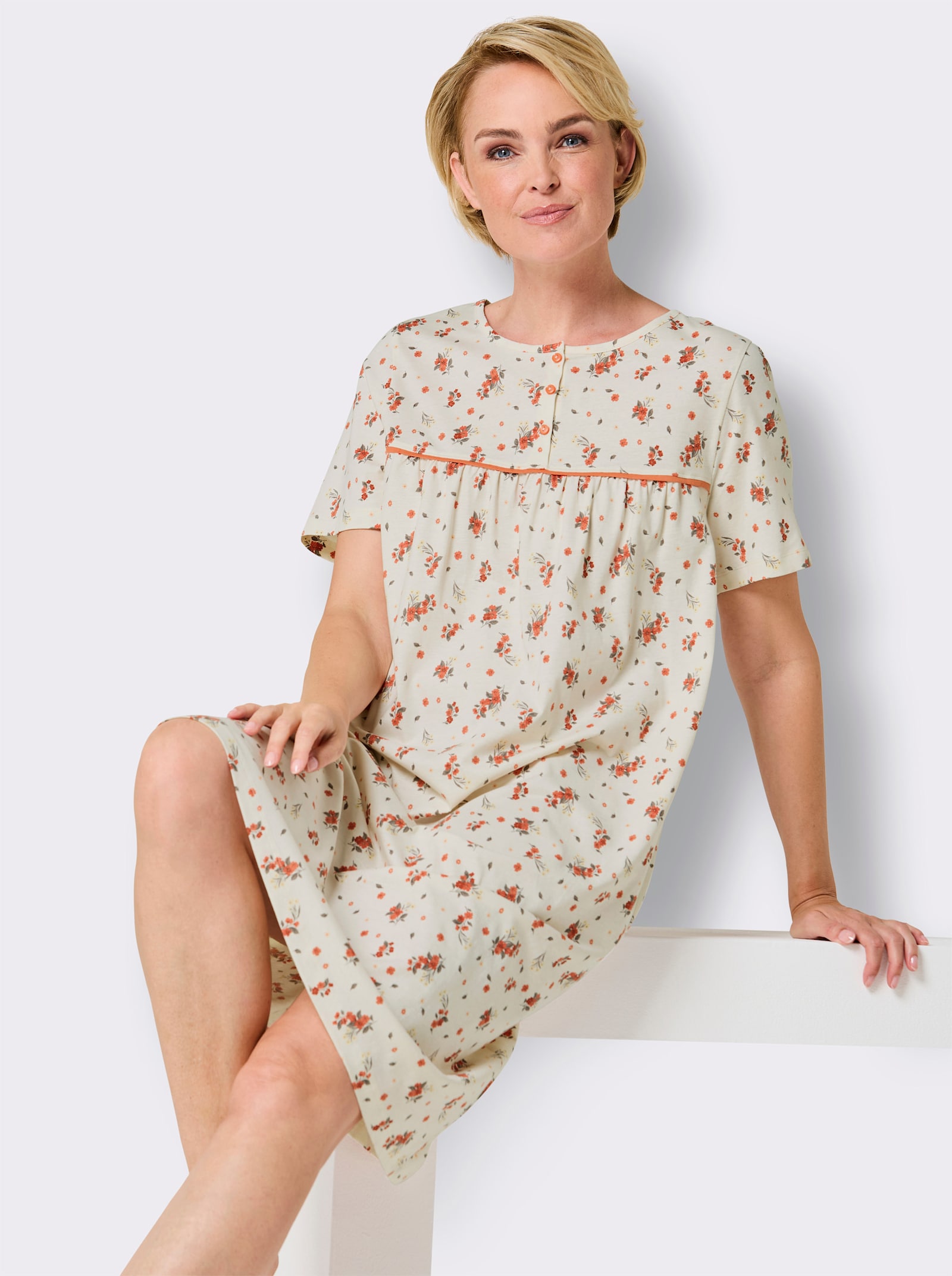 wäschepur Nachthemd - champagner-apricot-bedruckt