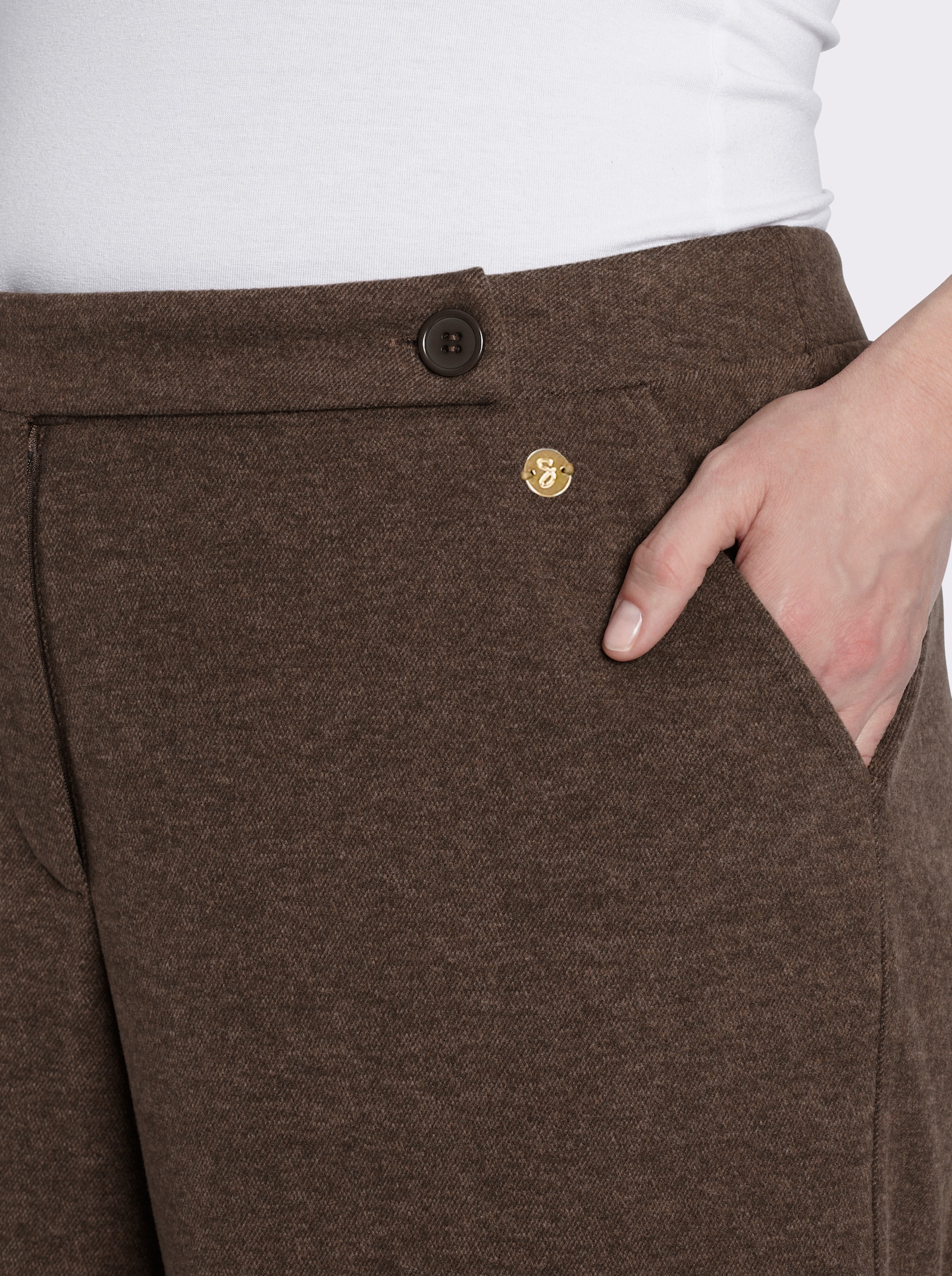 sheego Hose aus Flanell, mit Barrel-Leg - schoko