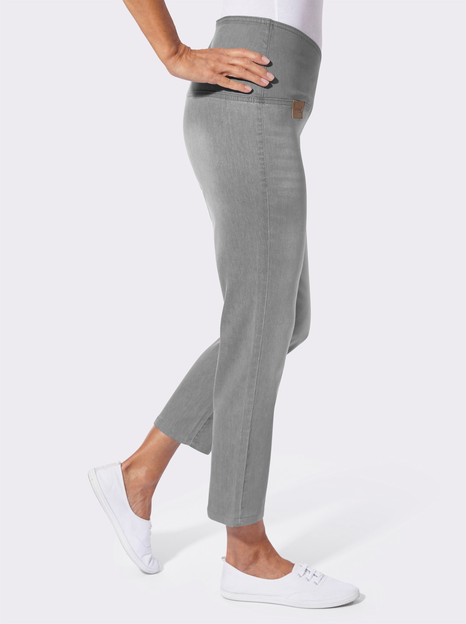 7/8-Jeans mit überlappendem Bund - light grey-denim