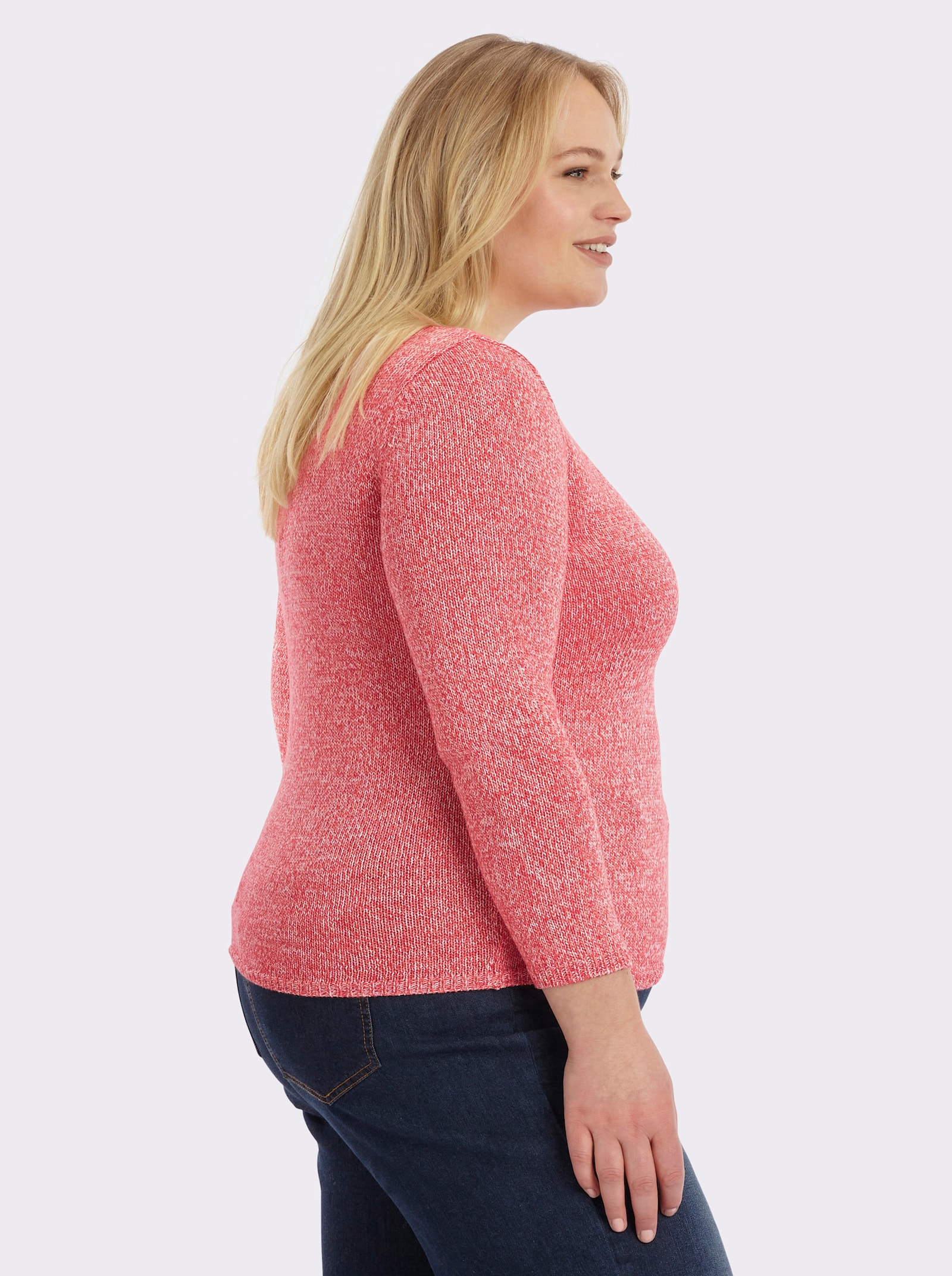 Strickpullover aus Melangegarn - koralle-meliert