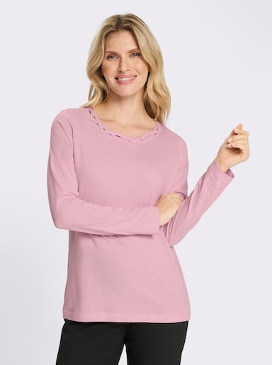 Langarmshirt mit Glitzersteinchen - rosé