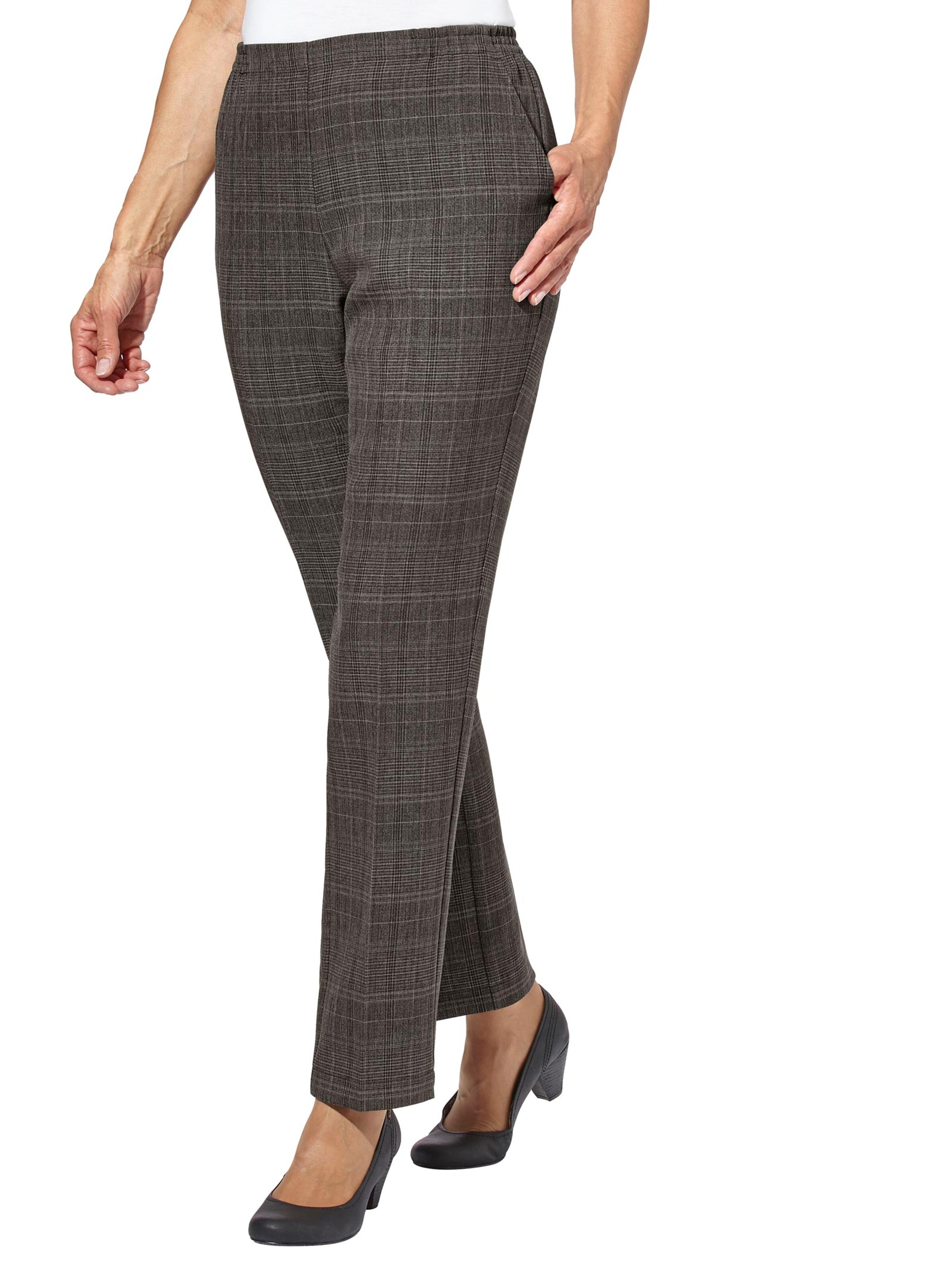 Hose - taupe-kariert