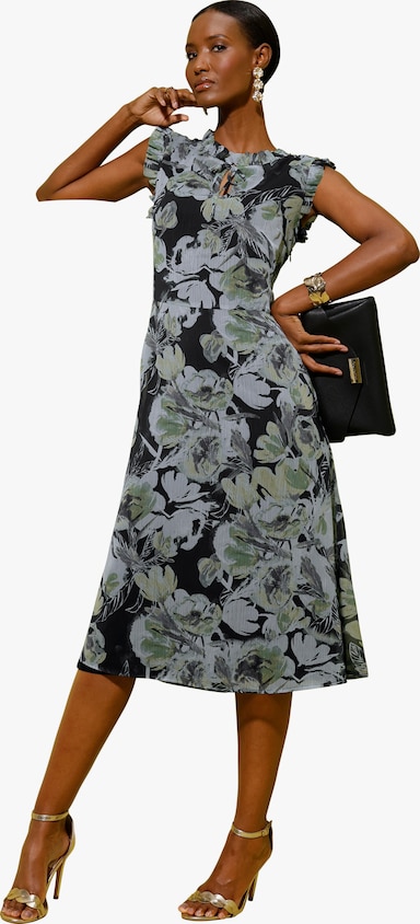 Sommerkleid - schwarz-lindgrün-bedruckt