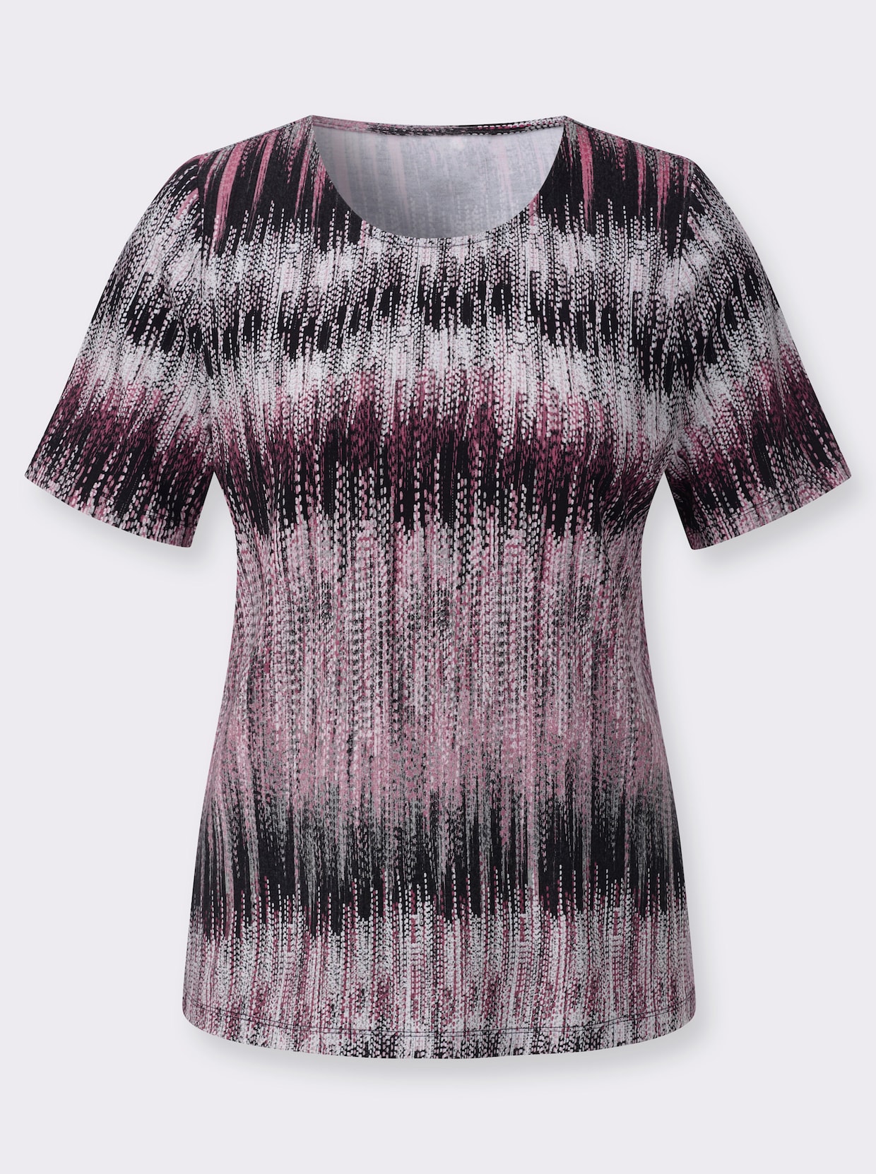 Kurzarmshirt - rosé-grau-bedruckt